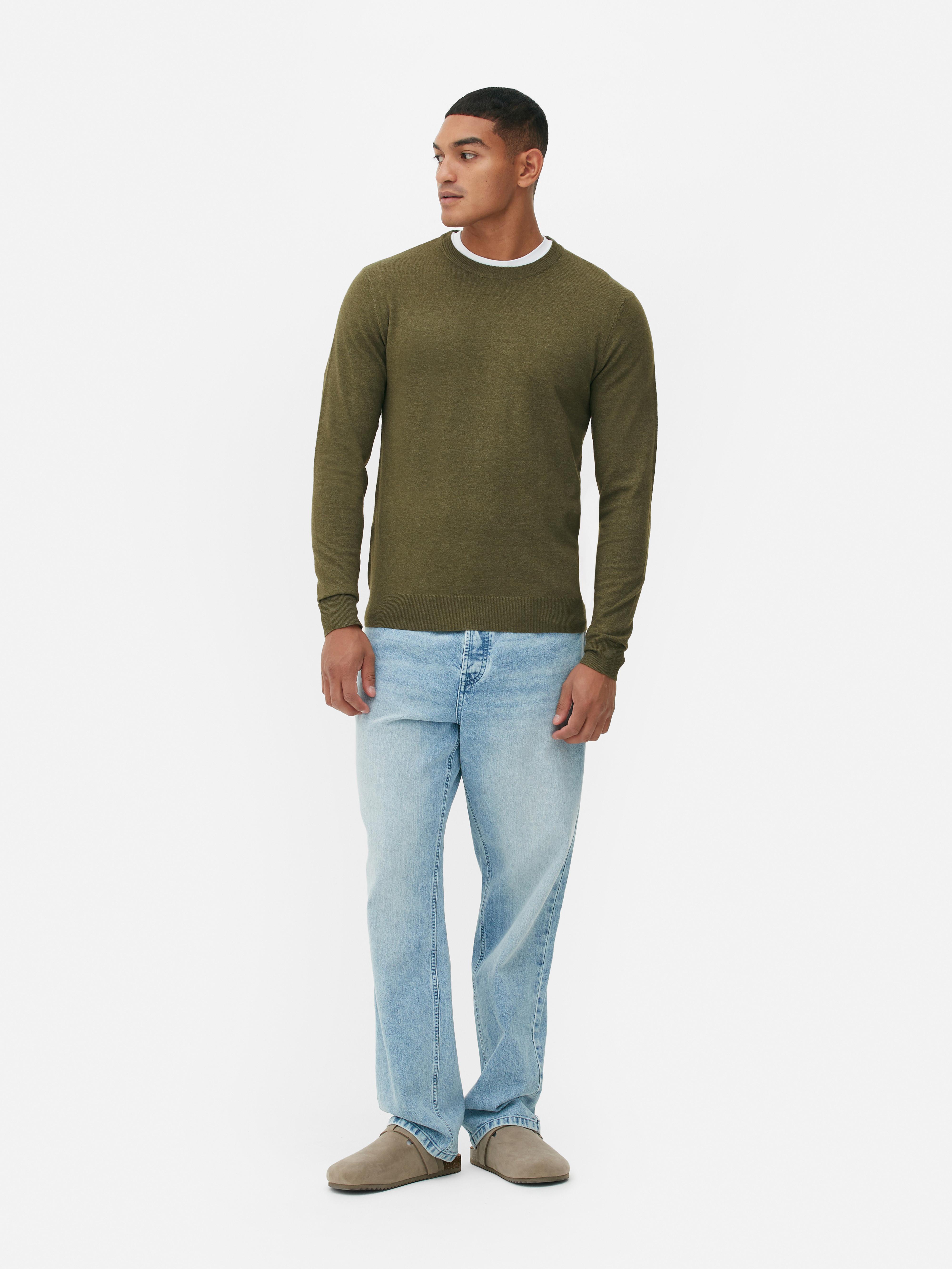 Maglione Girocollo A Maglia Fine Verde Uomo Primark