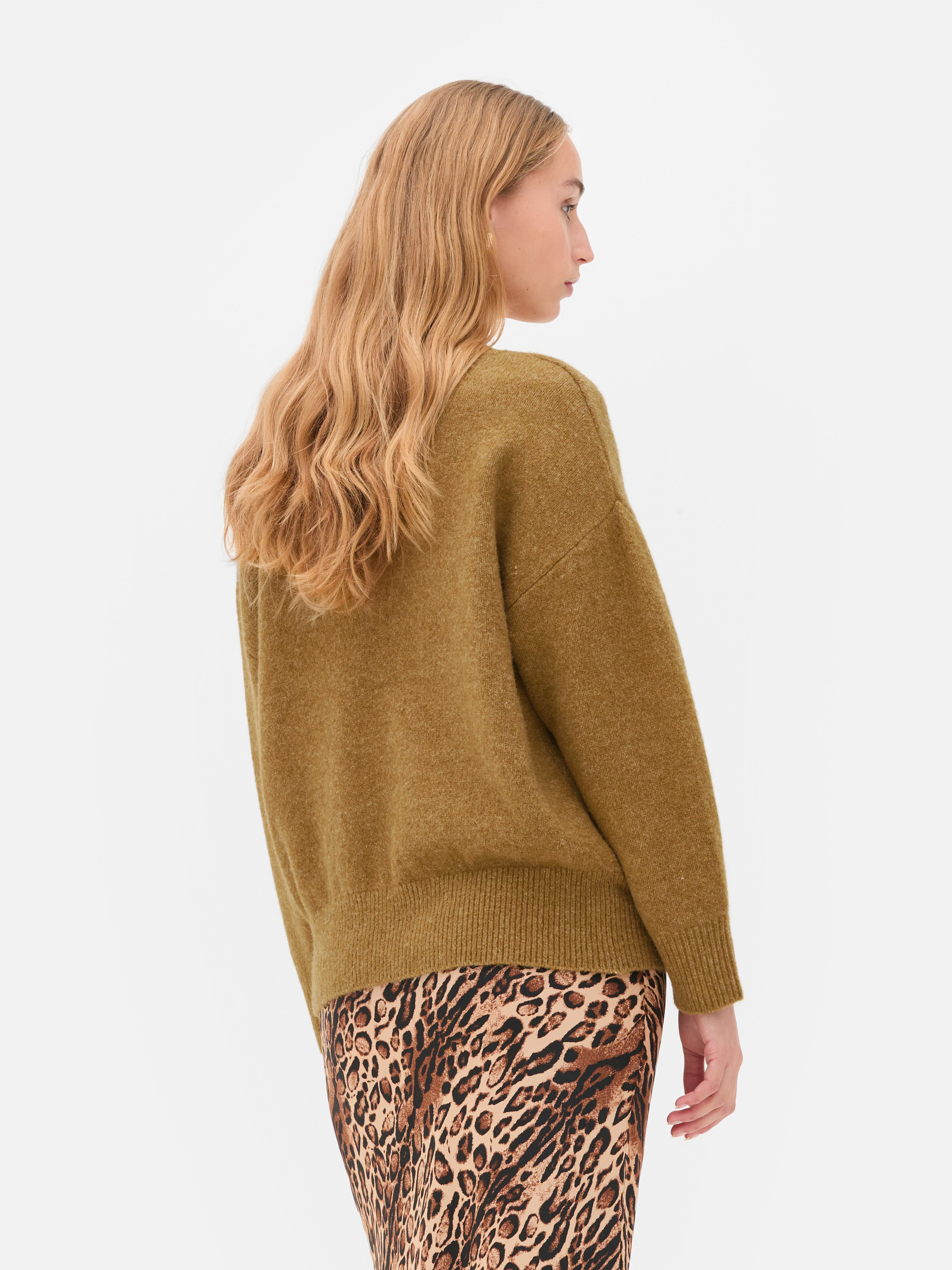 Pull Col V Jaune Moutarde Femme Primark