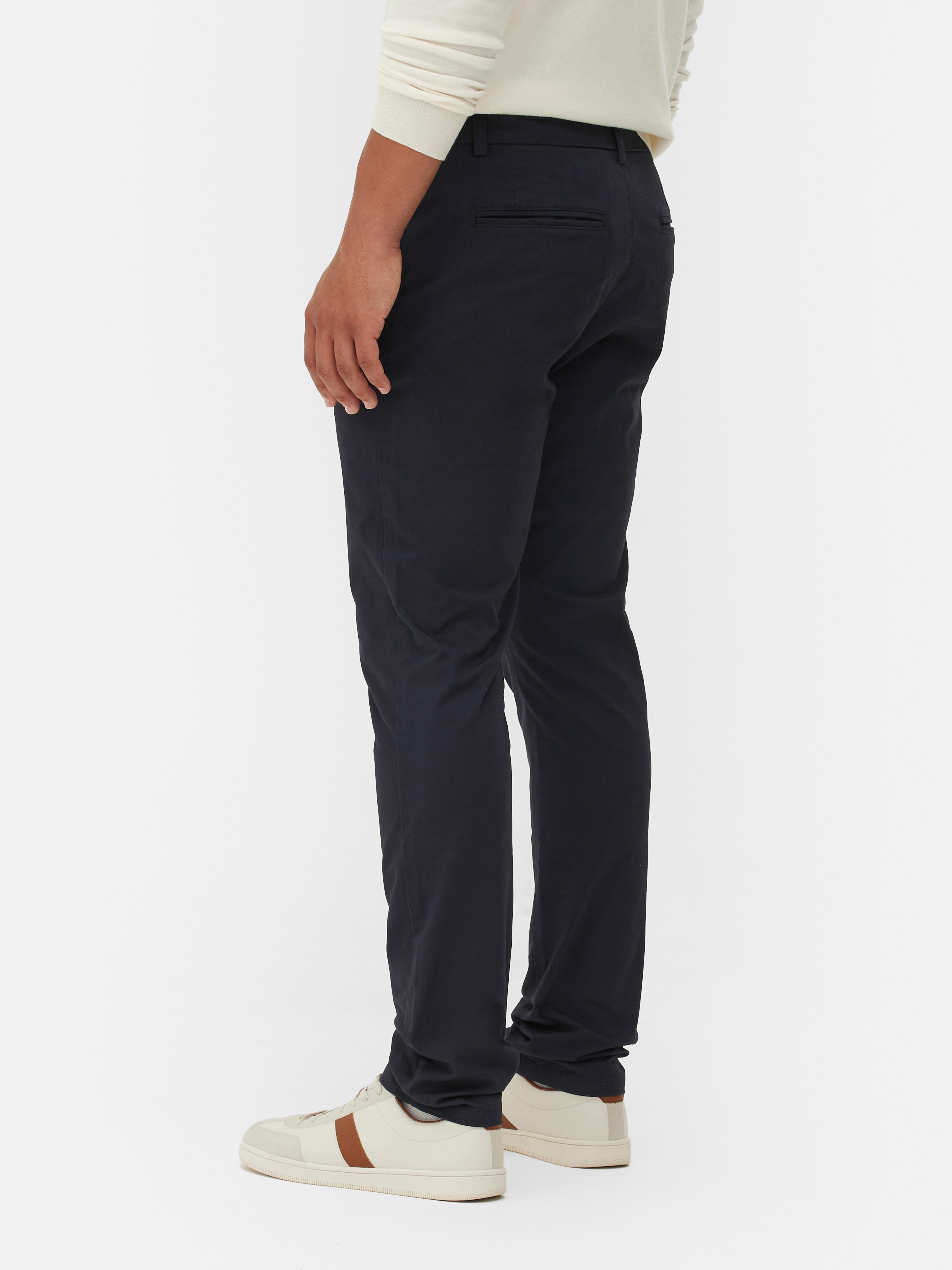 Pantalon Chino Stretch Coupe Slim Bleu Marine Homme Primark