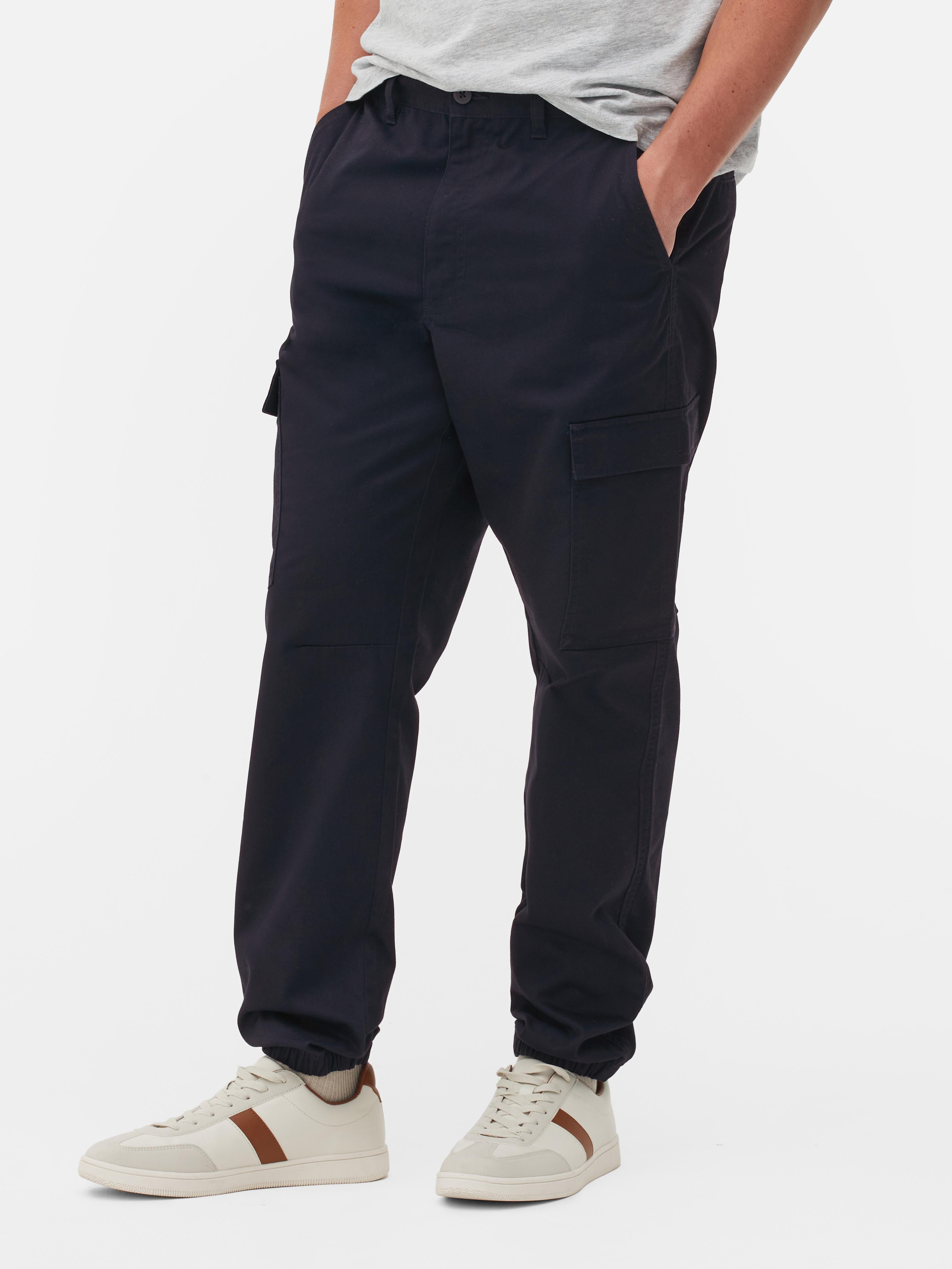 Mens Navy Cuffed Cargo Trousers Primark