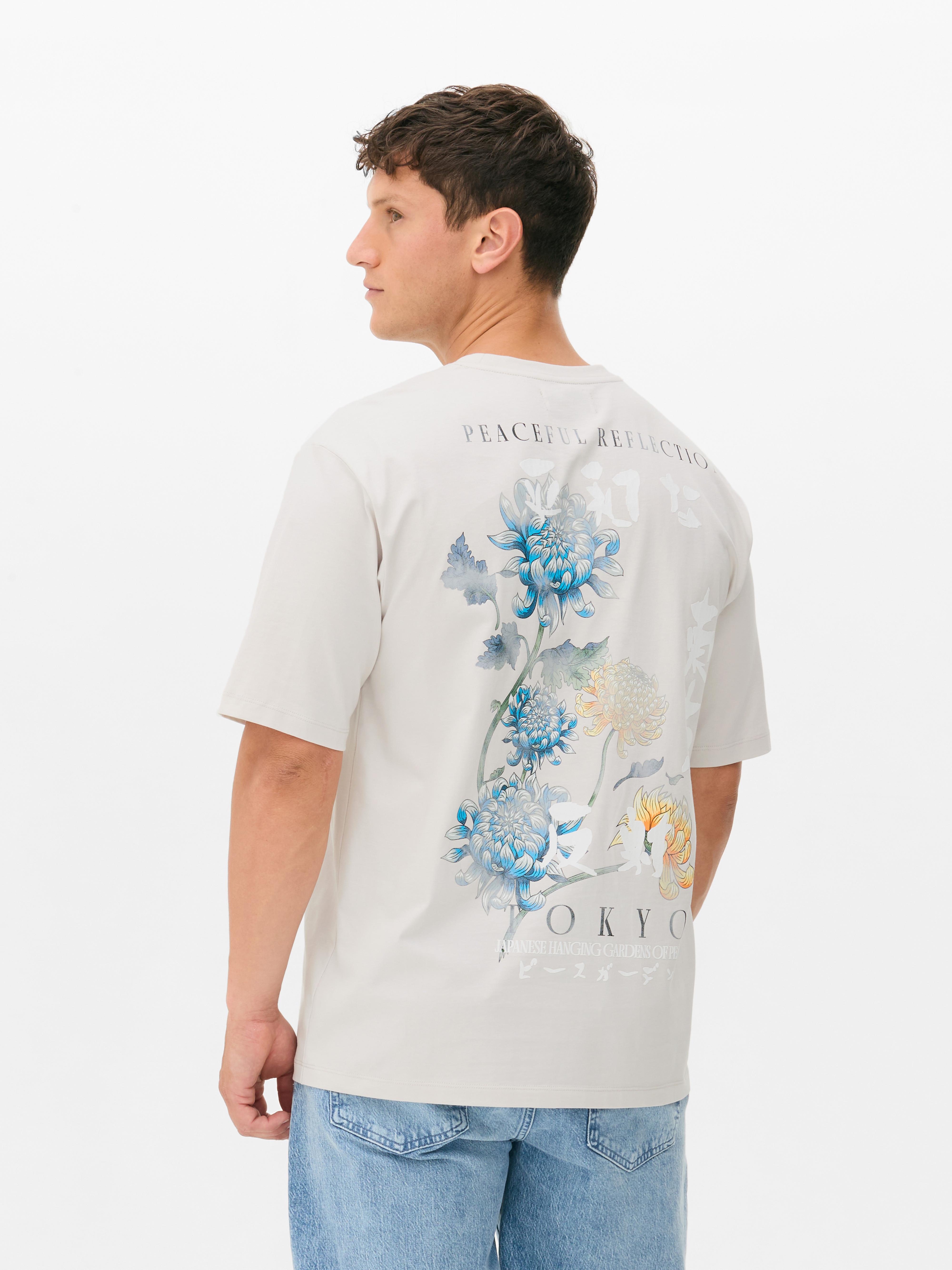 Camiseta Con Estampado De Flores Color Crudo Hombre Primark