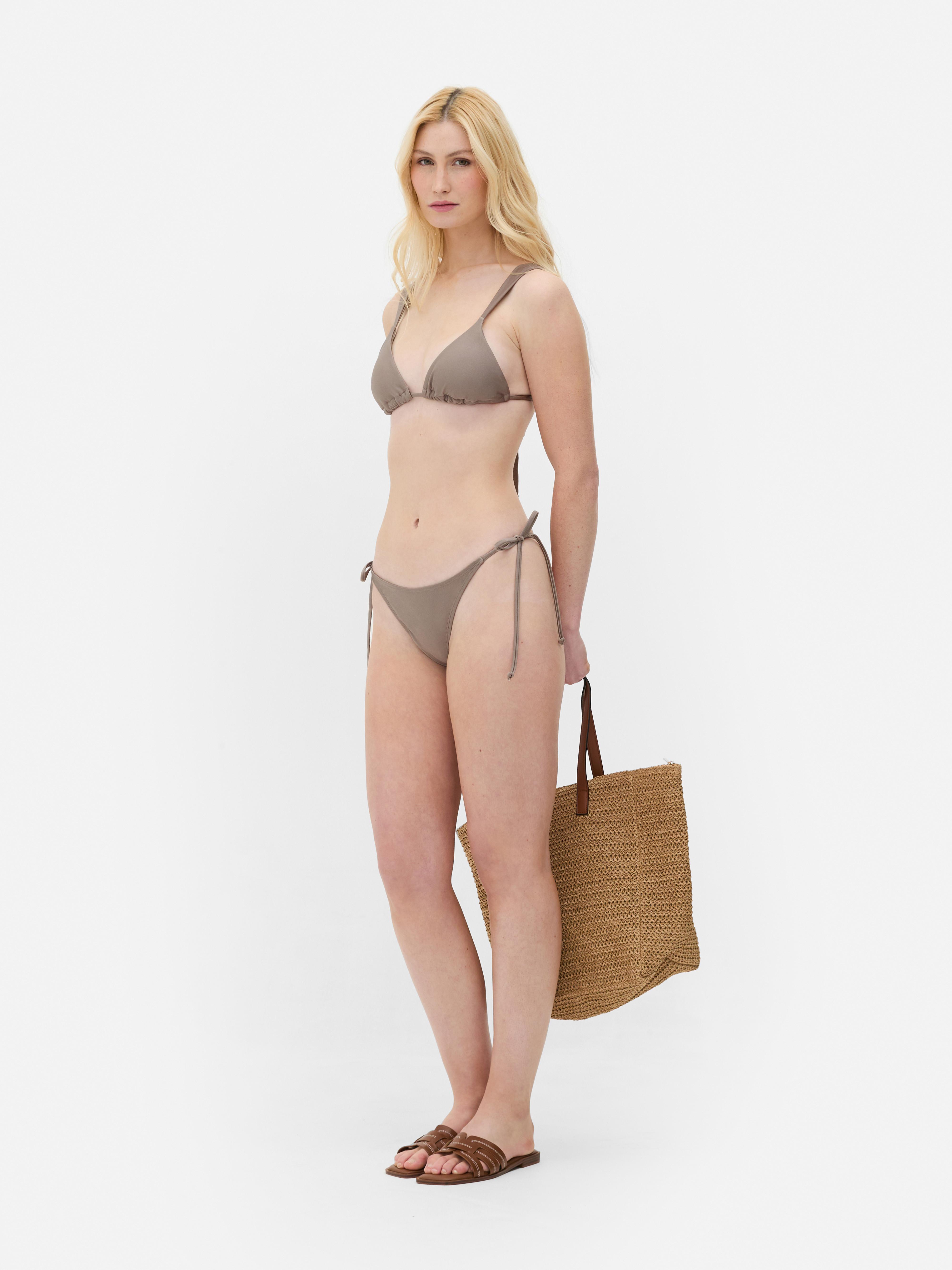 Slip Bikini A Triangolo Con Laccetti Laterali Grigio Donna Primark