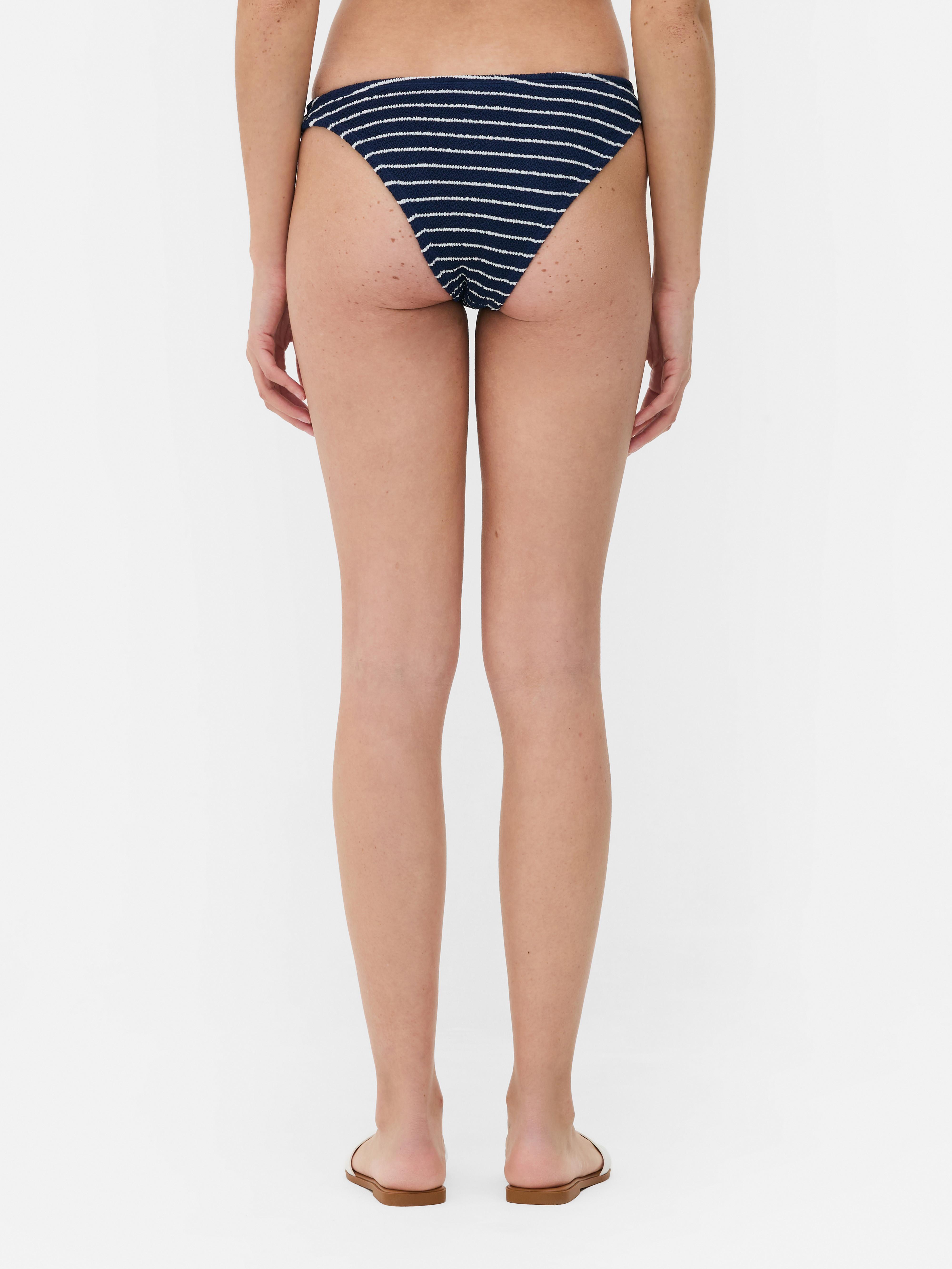 Slip Bikini Sgambato A Righe Blu Navy Donna Primark