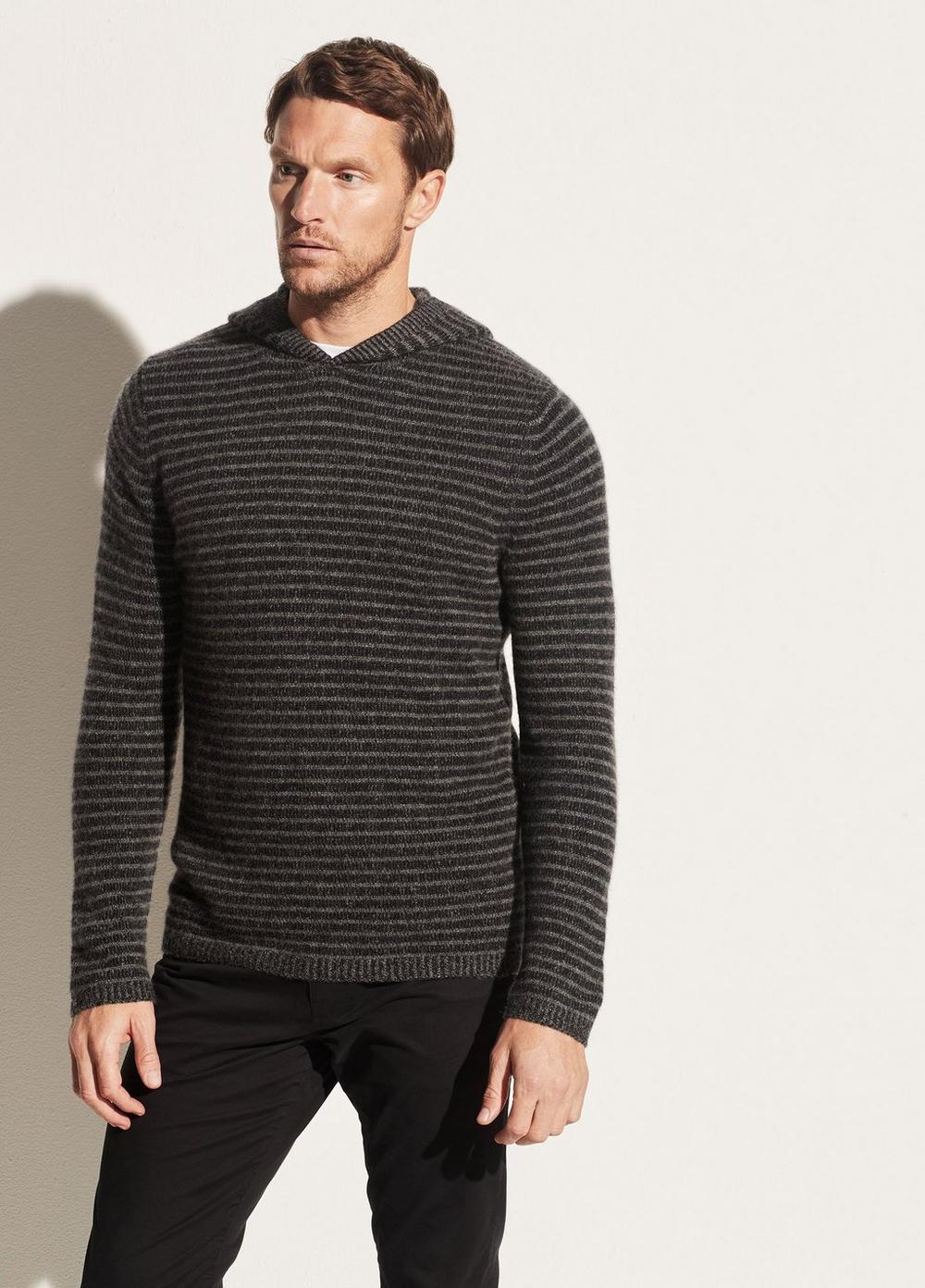 Vince - Plush cashmere stripe pull over hoodie