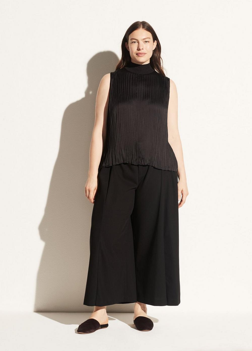 High Waisted Pleat Front Culotte