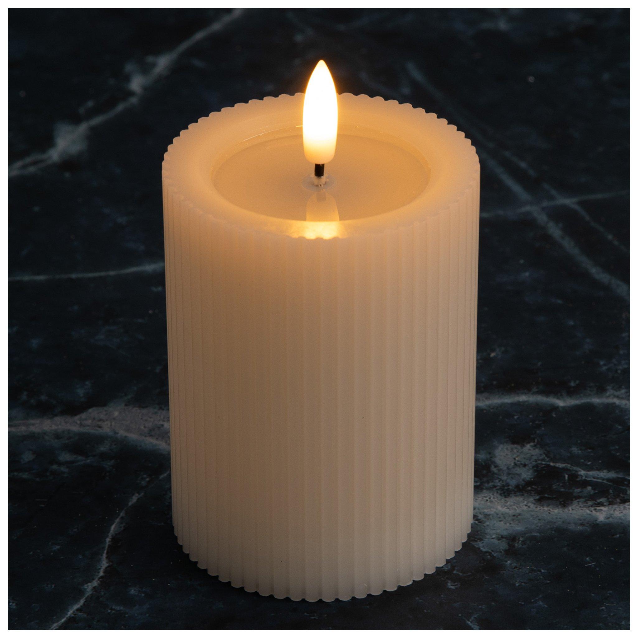 Ivory Ribbed Led Pillar Candle Hobby Lobby