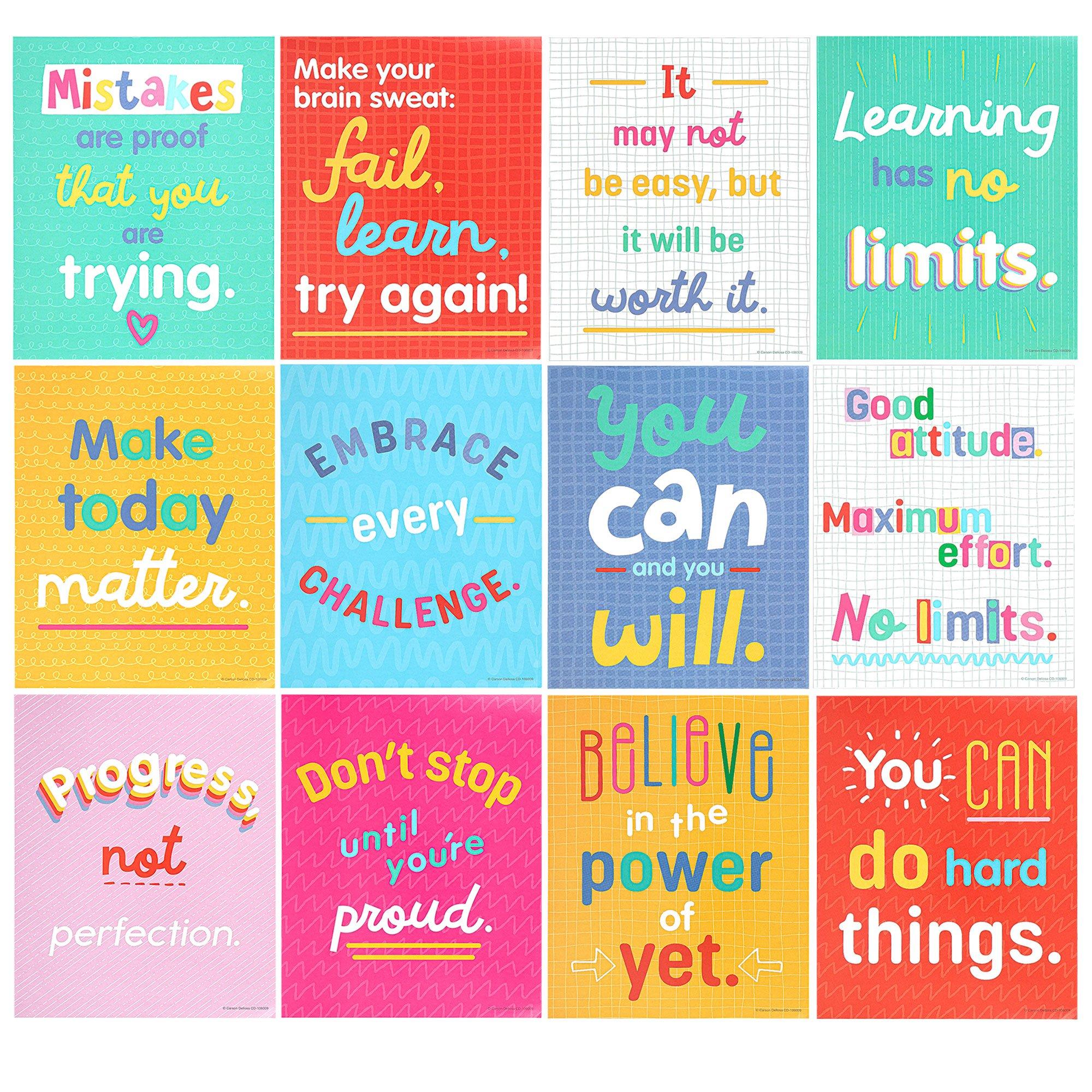 Growth Mindset Quotes Mini Poster Set X Inches Pack Of