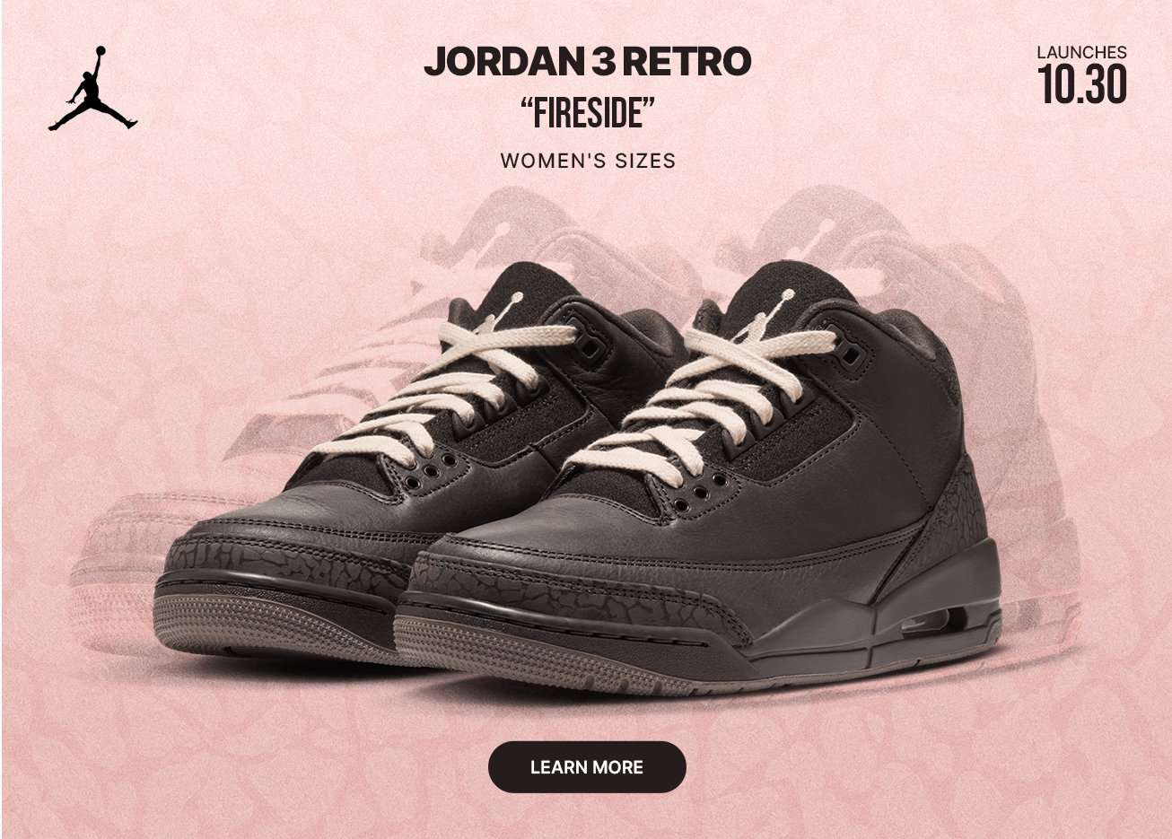 Jordan 3 Retro Fireside sneakers in brown with cream laces.