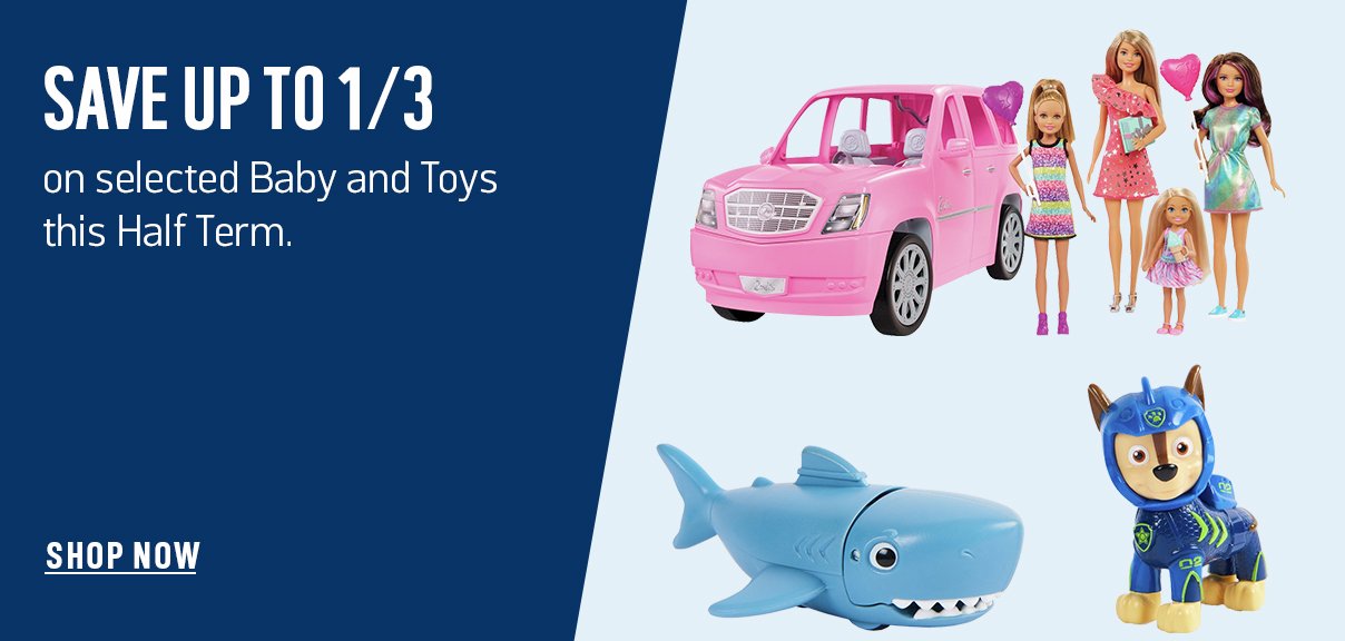 Save up to 1/3 on selected baby and toys this half term. Shop now.