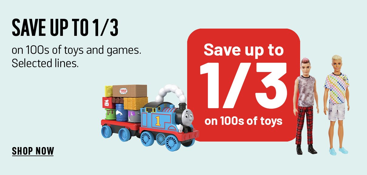 Save up to 1/3 on 100s of toys and games. Selected lines.