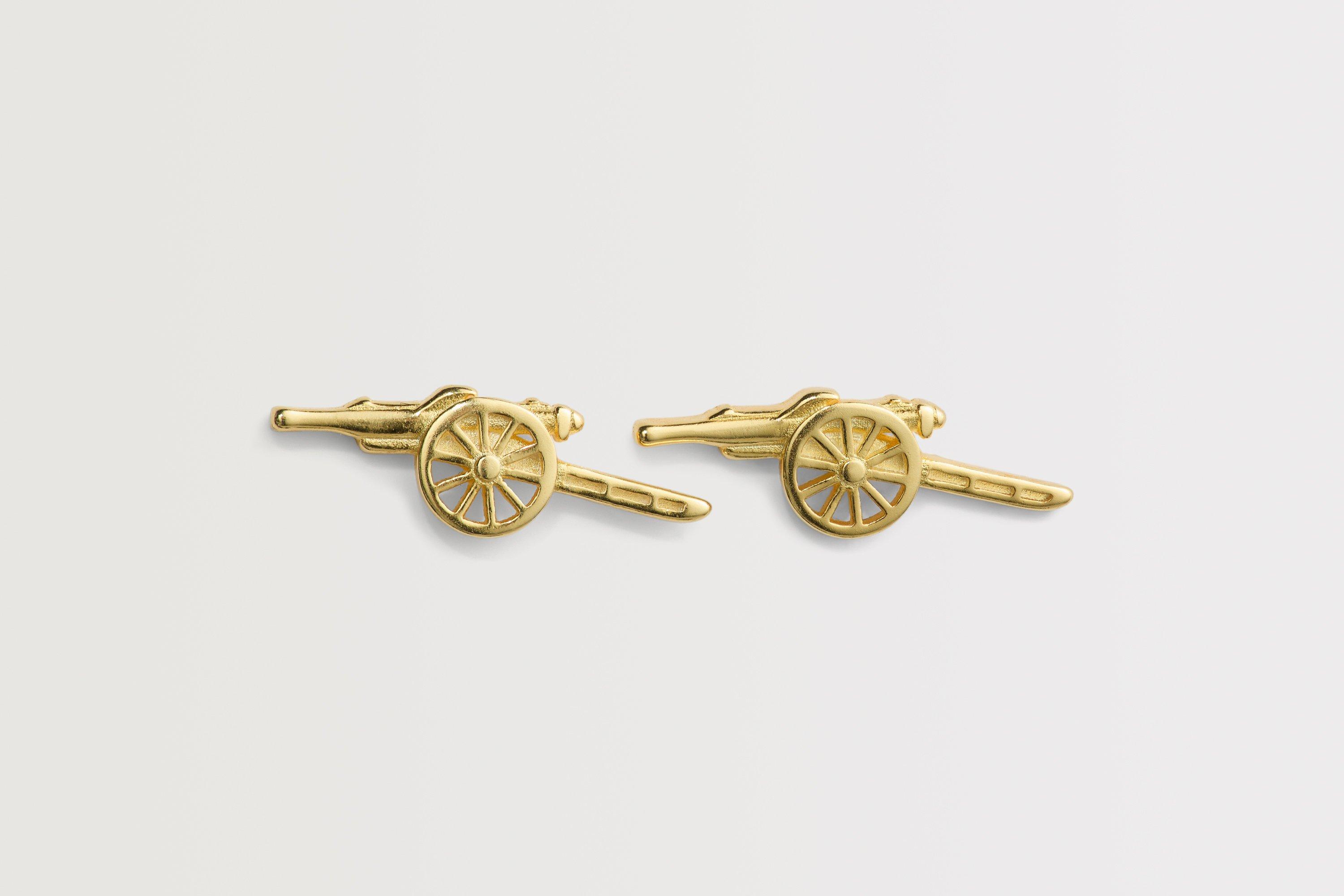 Arsenal 18Ct Gold Plated Silver West Facing Cannon Earrings