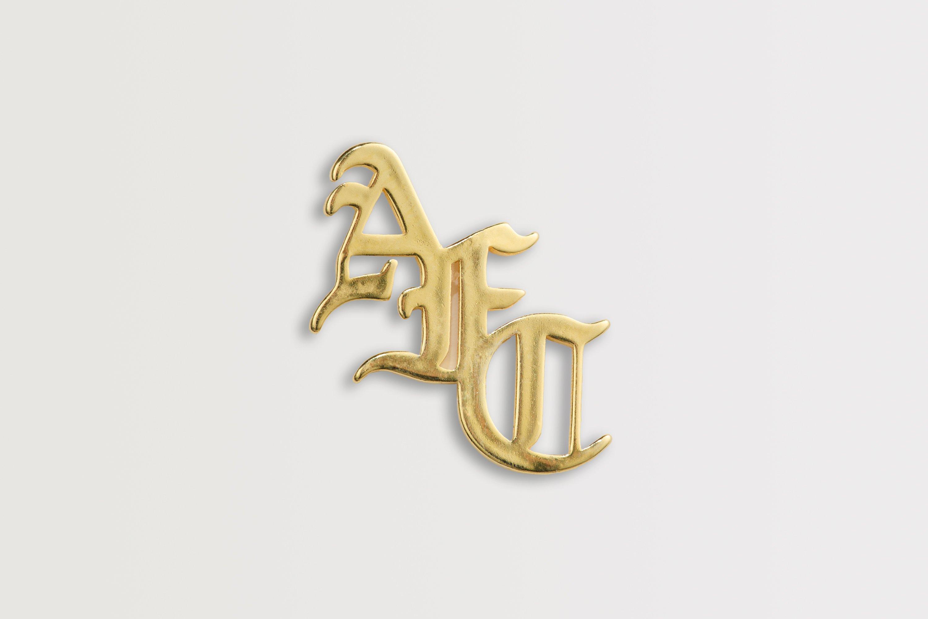 Arsenal 18ct Gold Plated Silver Gothic AFC Monogram Pin Badge 