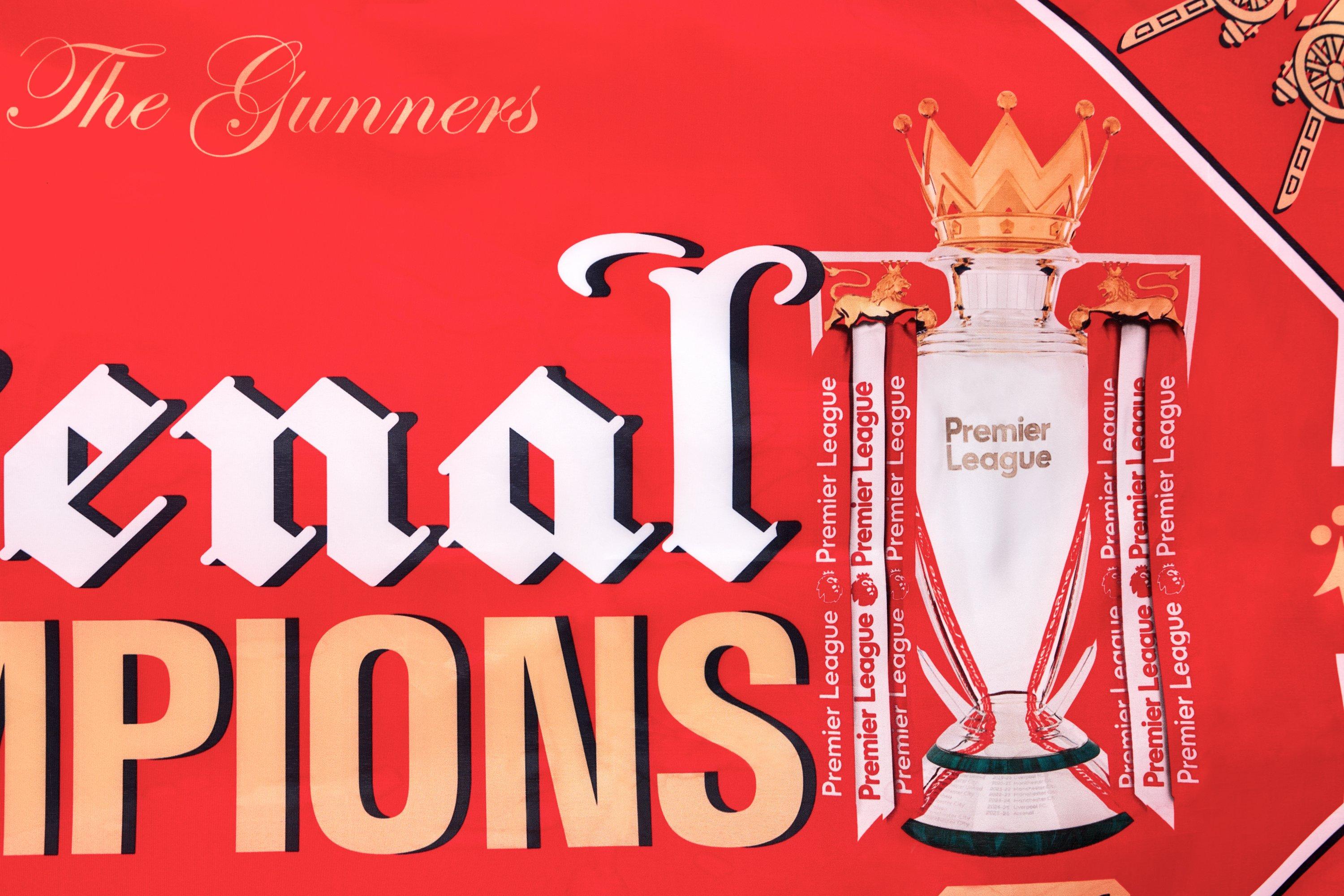 Arsenal Champions 25/26 Gothic Trophy Flag | Official Online Store