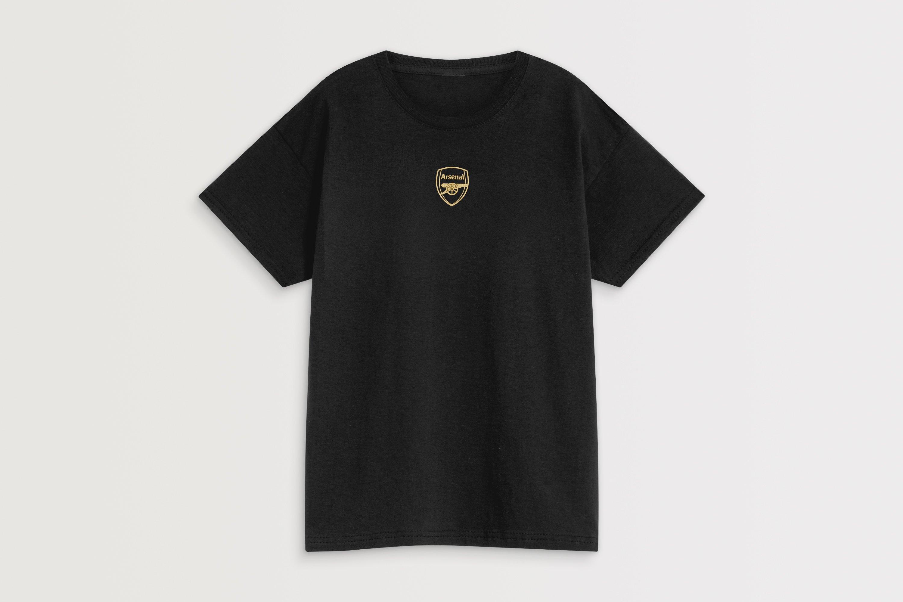Arsenal Kids Champions 25/26 Black Crew T-Shirt | Official Online