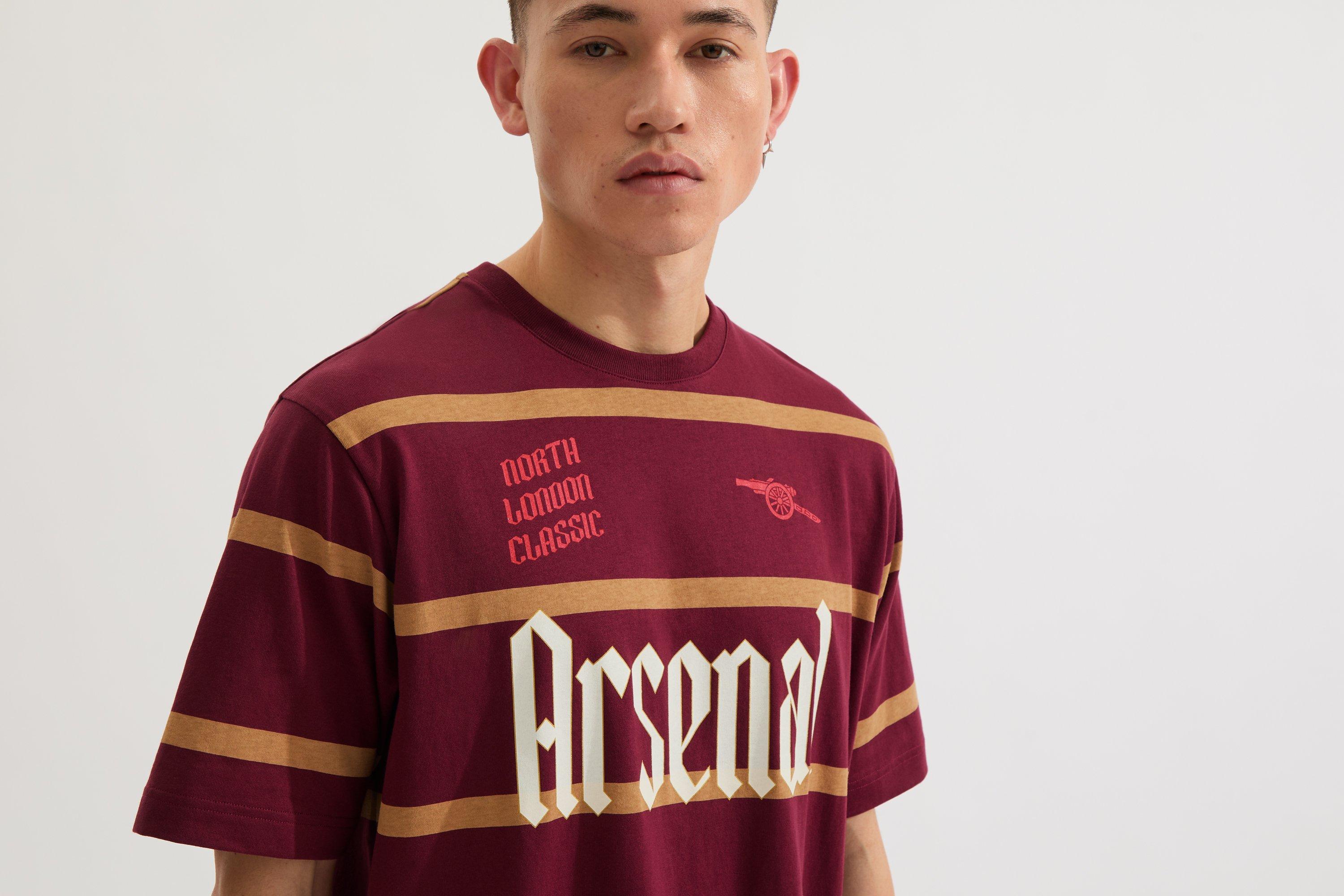 Arsenal North London Classic Burgundy Striped T-Shirt | Official