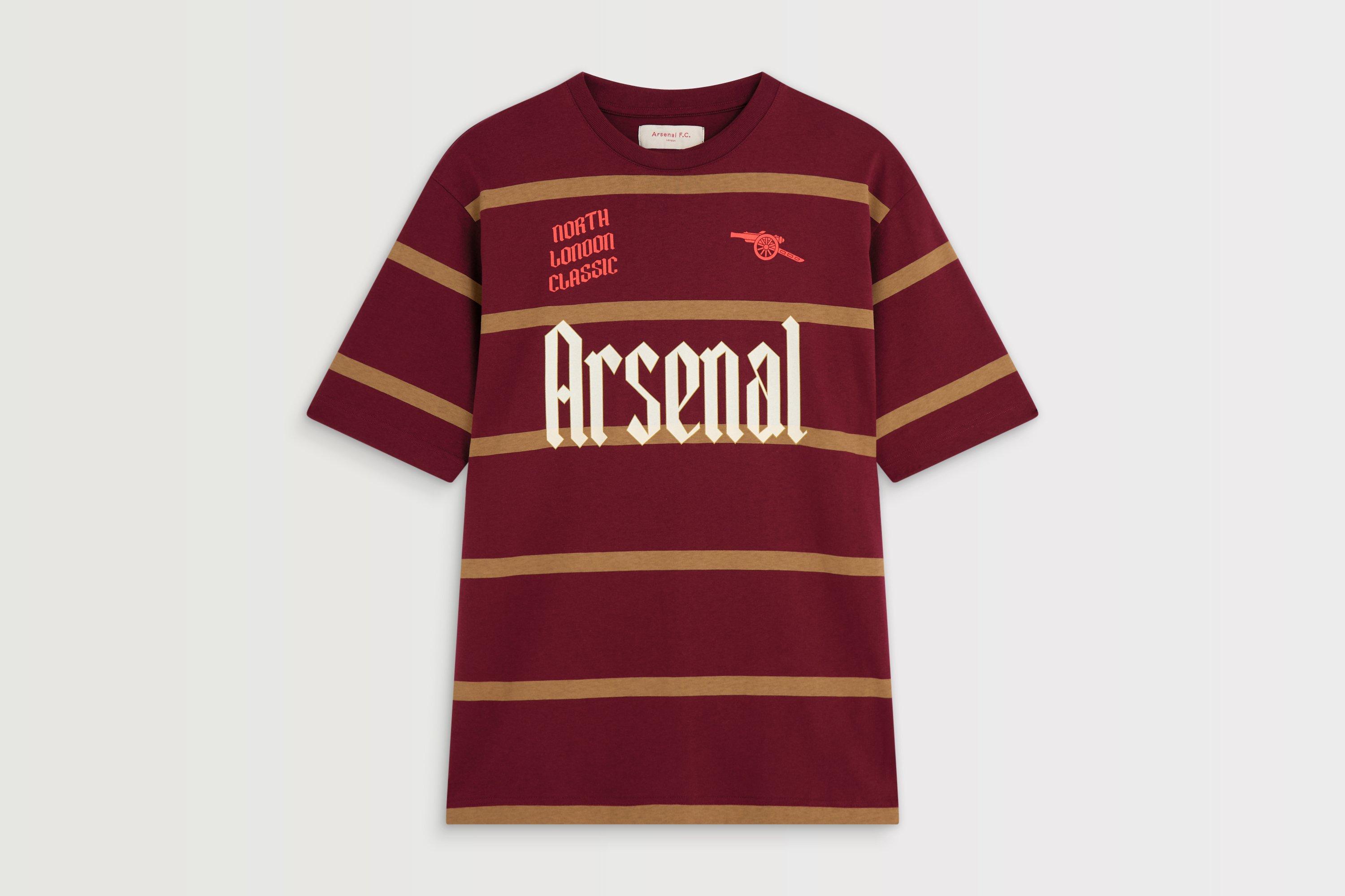  Arsenal バーガンディ　ストライプ シャツ 新品　XXL Arsenal North London Classic Burgundy Striped T-Shirt | Official