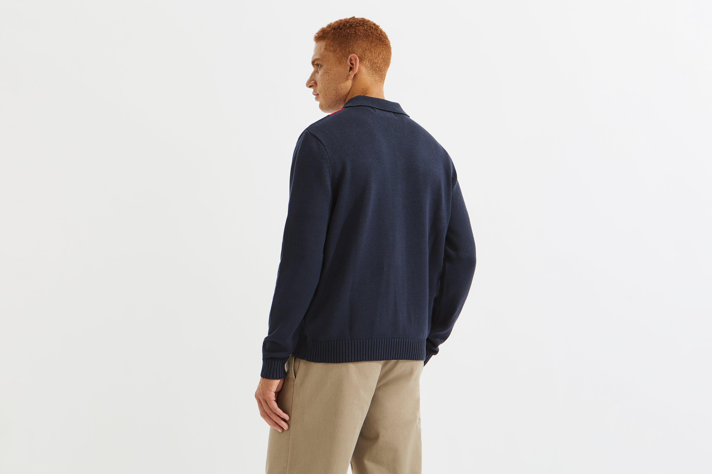 Arsenal Classics Navy Knitted Zip Polo | Official Online Store