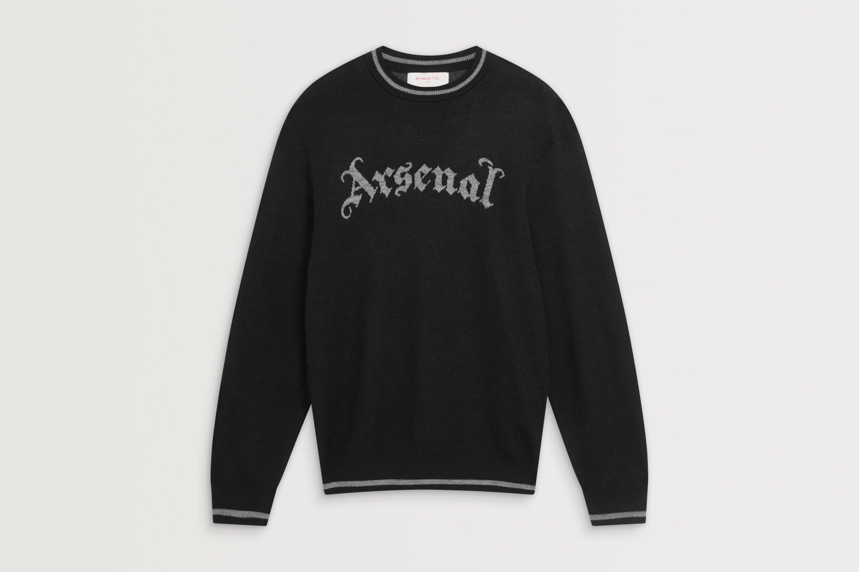Arsenal Essentials Black Gothic Knitted Crew Jumper