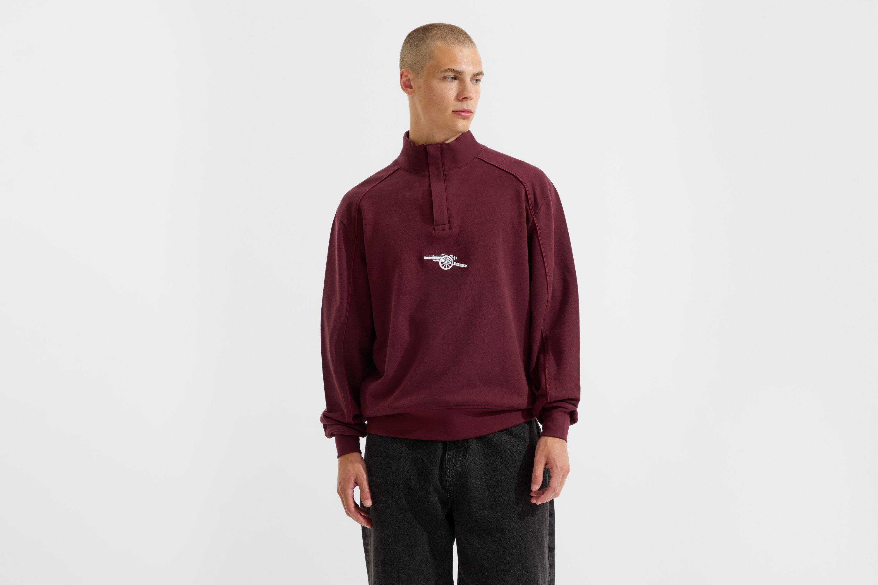 Arsenal Essentials Burgundy 1/4 Zip Sweatshirt | Official Online Store