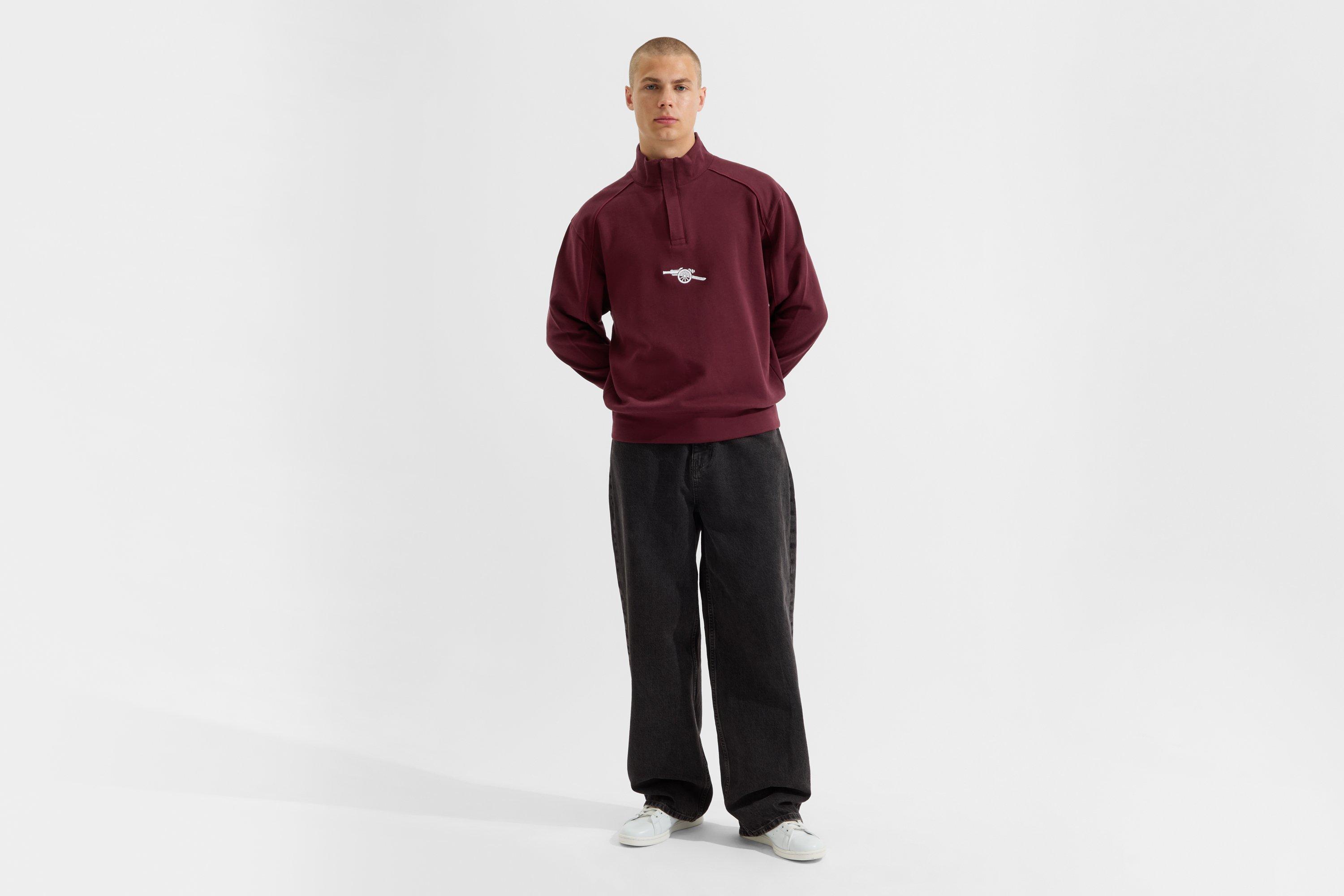 Arsenal Essentials Burgundy 1/4 Zip Sweatshirt | Official Online Store