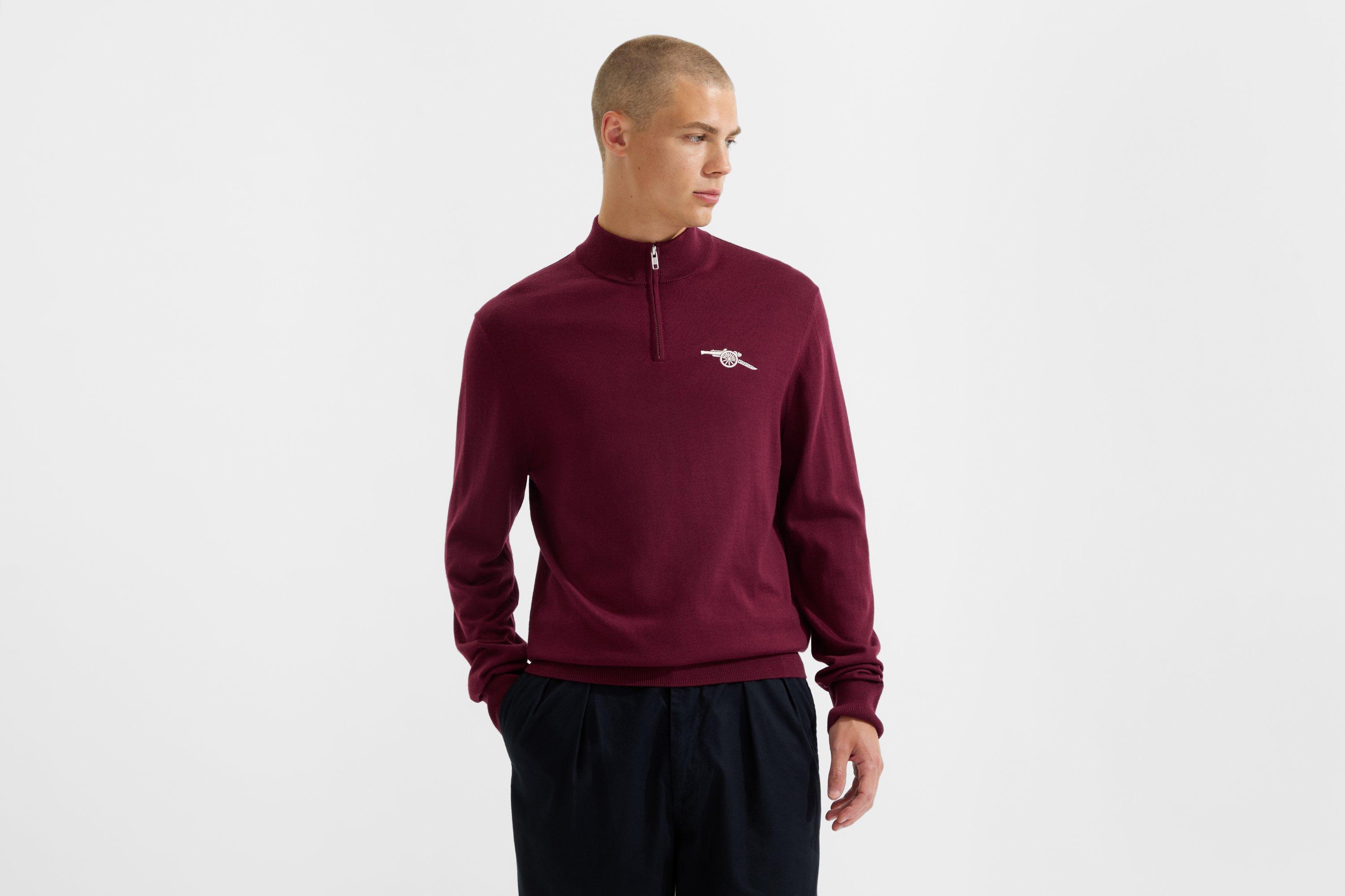 Arsenal Essentials Burgundy Merino 1/4 Zip Top | Official Online Store