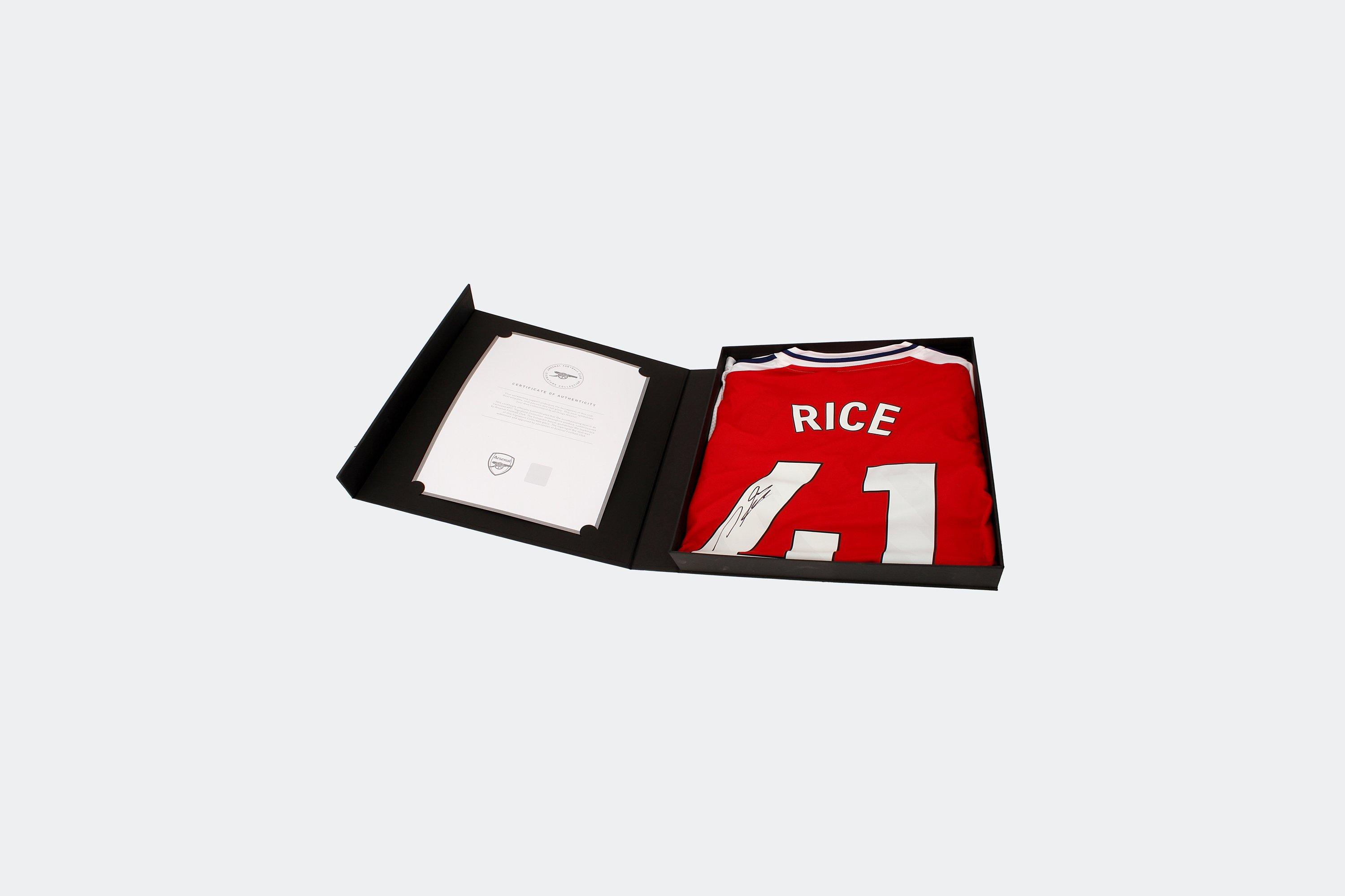 Arsenal 24/25 Home Boxed Signed Shirt RICE | Official Online Store