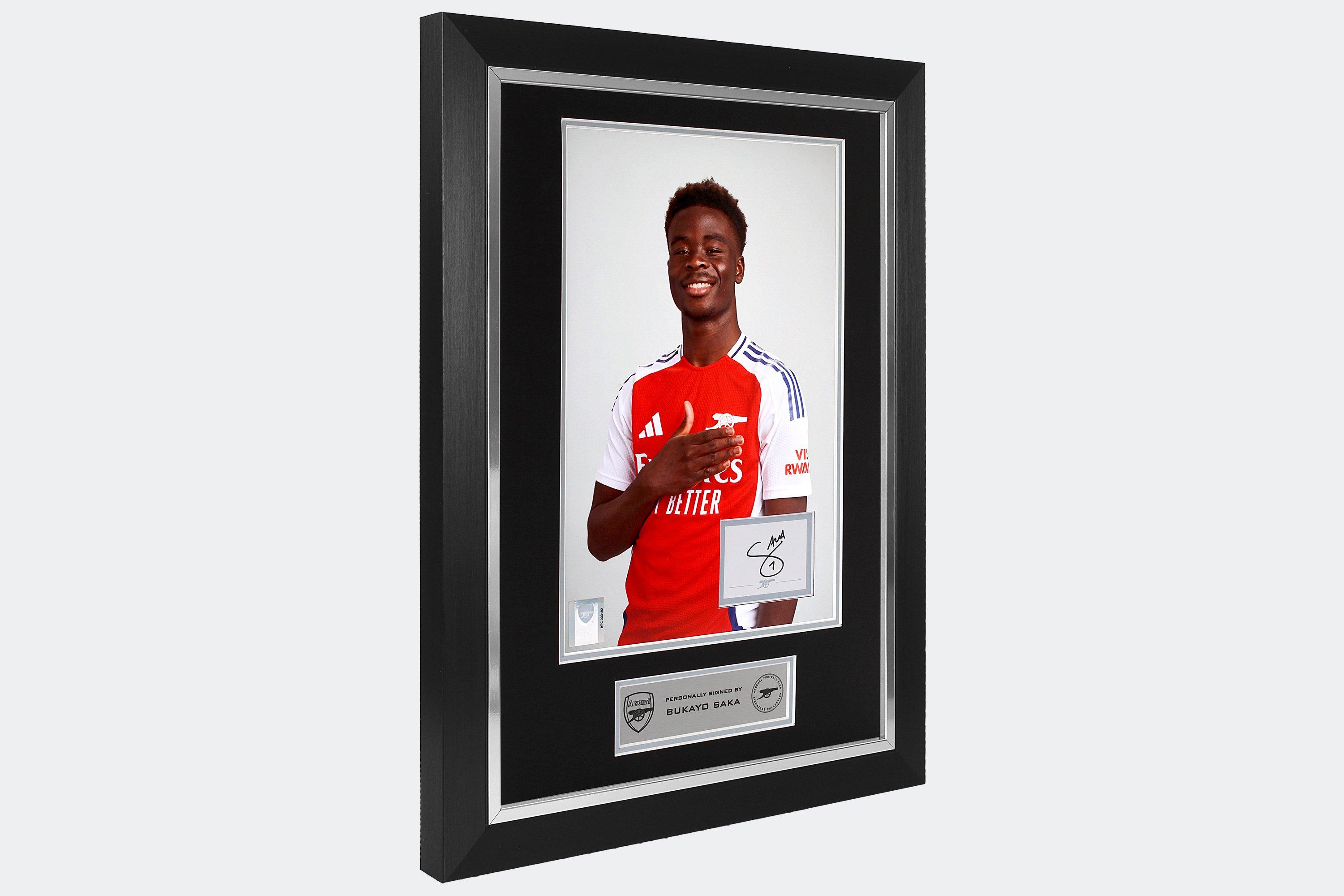 Arsenal 24/25 Framed Signed SAKA Chest Print | Official Online Store