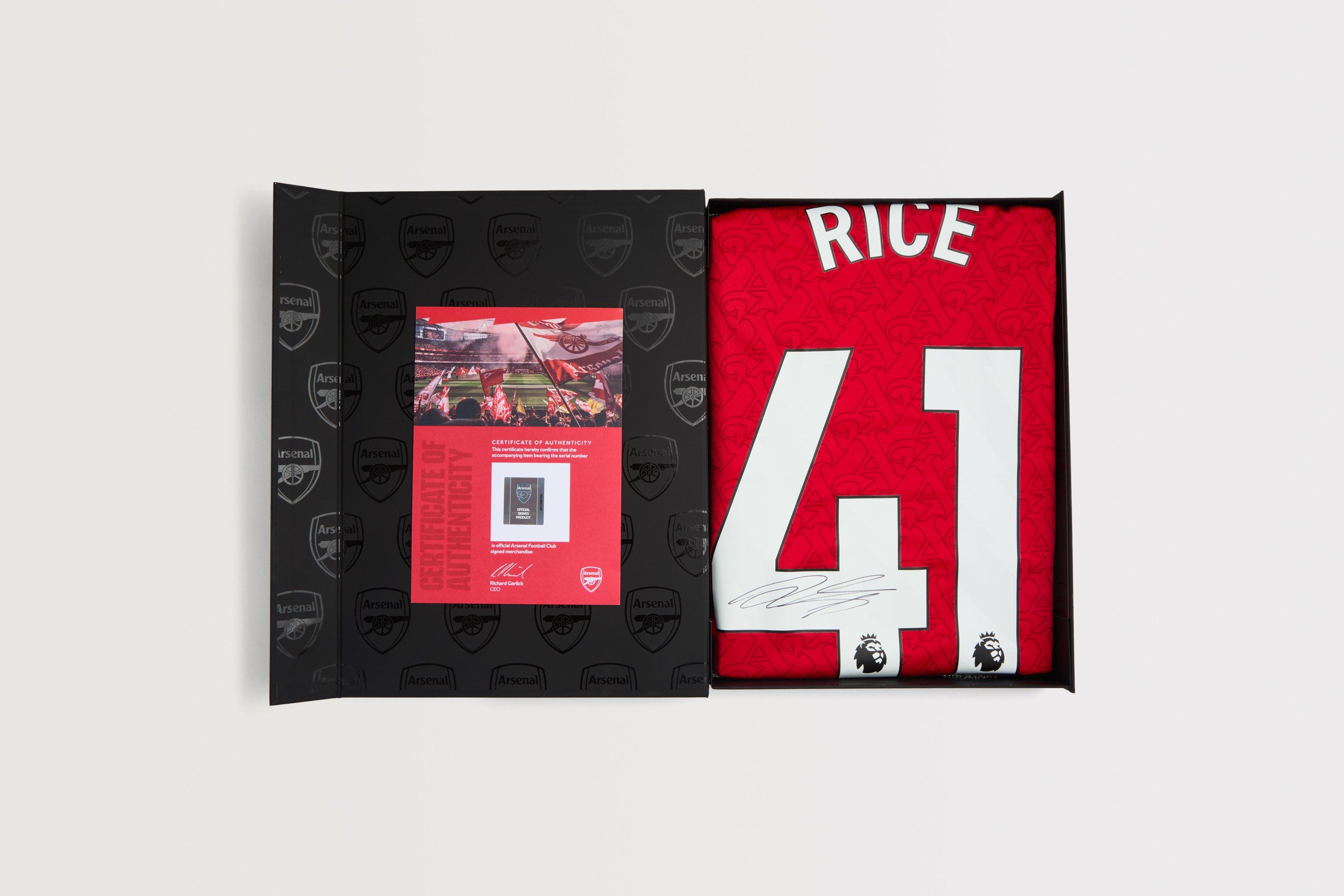 Arsenal 25/26 Home Boxed Signed Shirt RICE | Official Online Store