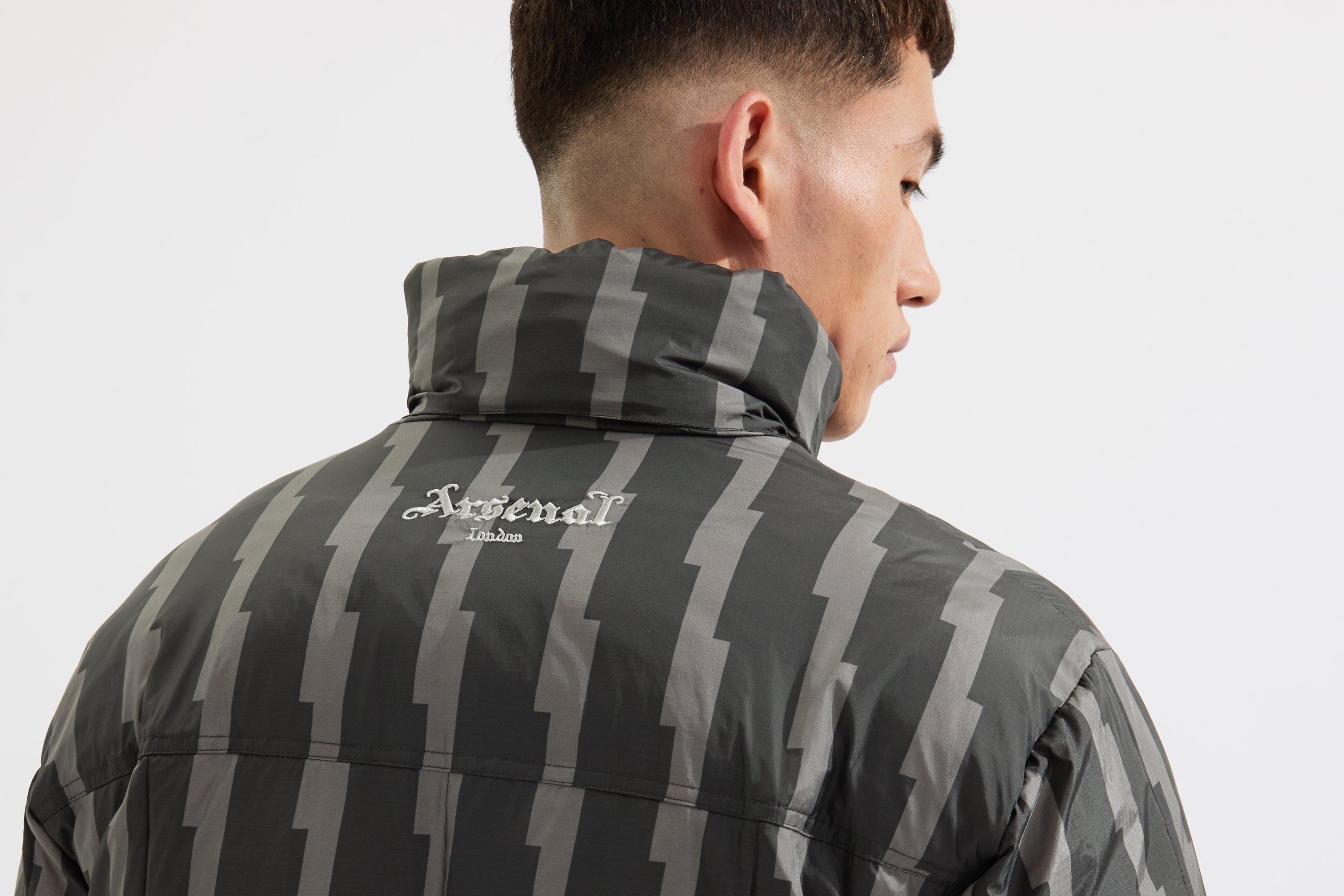 Arsenal Black Printed Cannon Puffer Jacket | Official Online Store