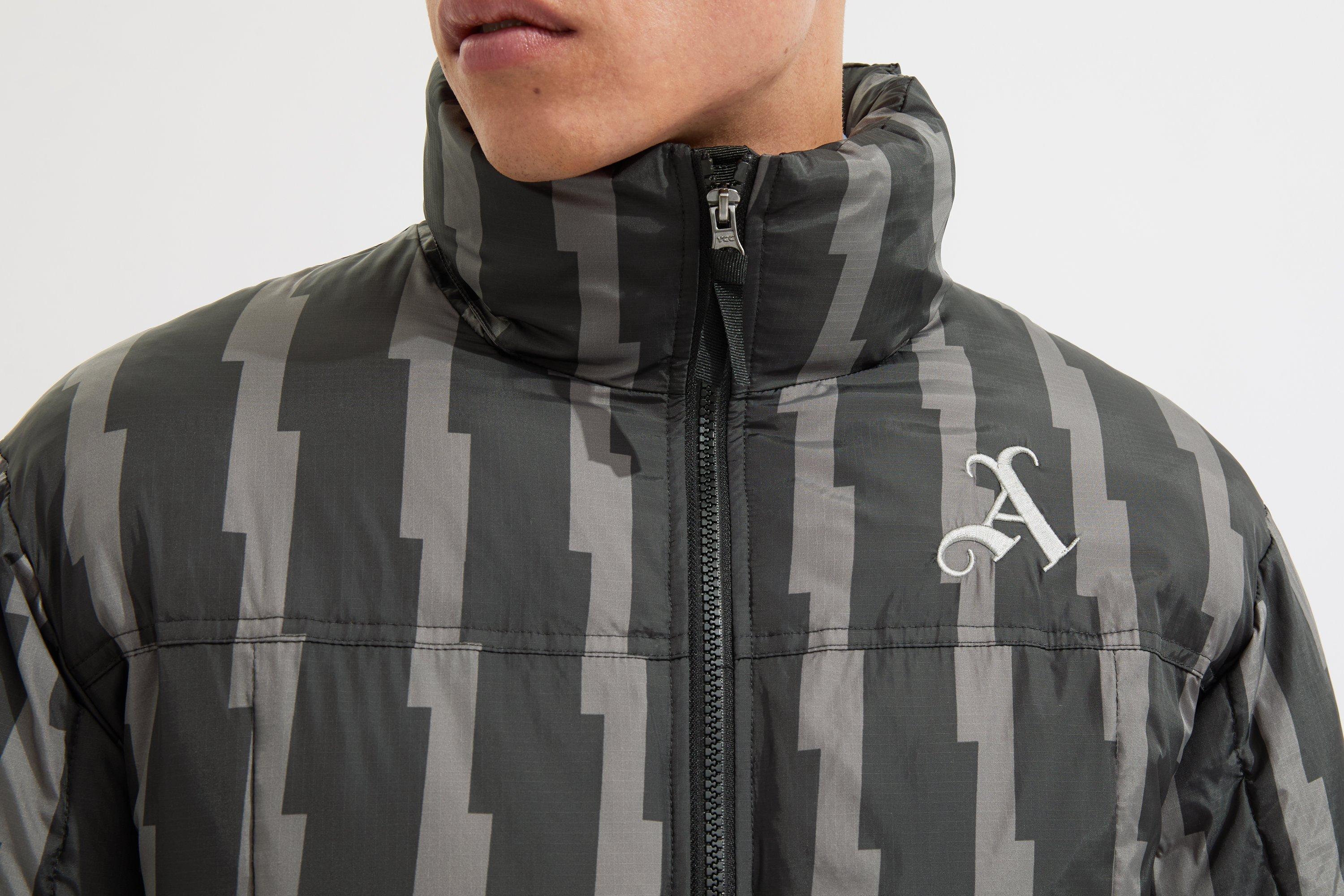 Arsenal Black Printed Cannon Puffer Jacket | Official Online Store