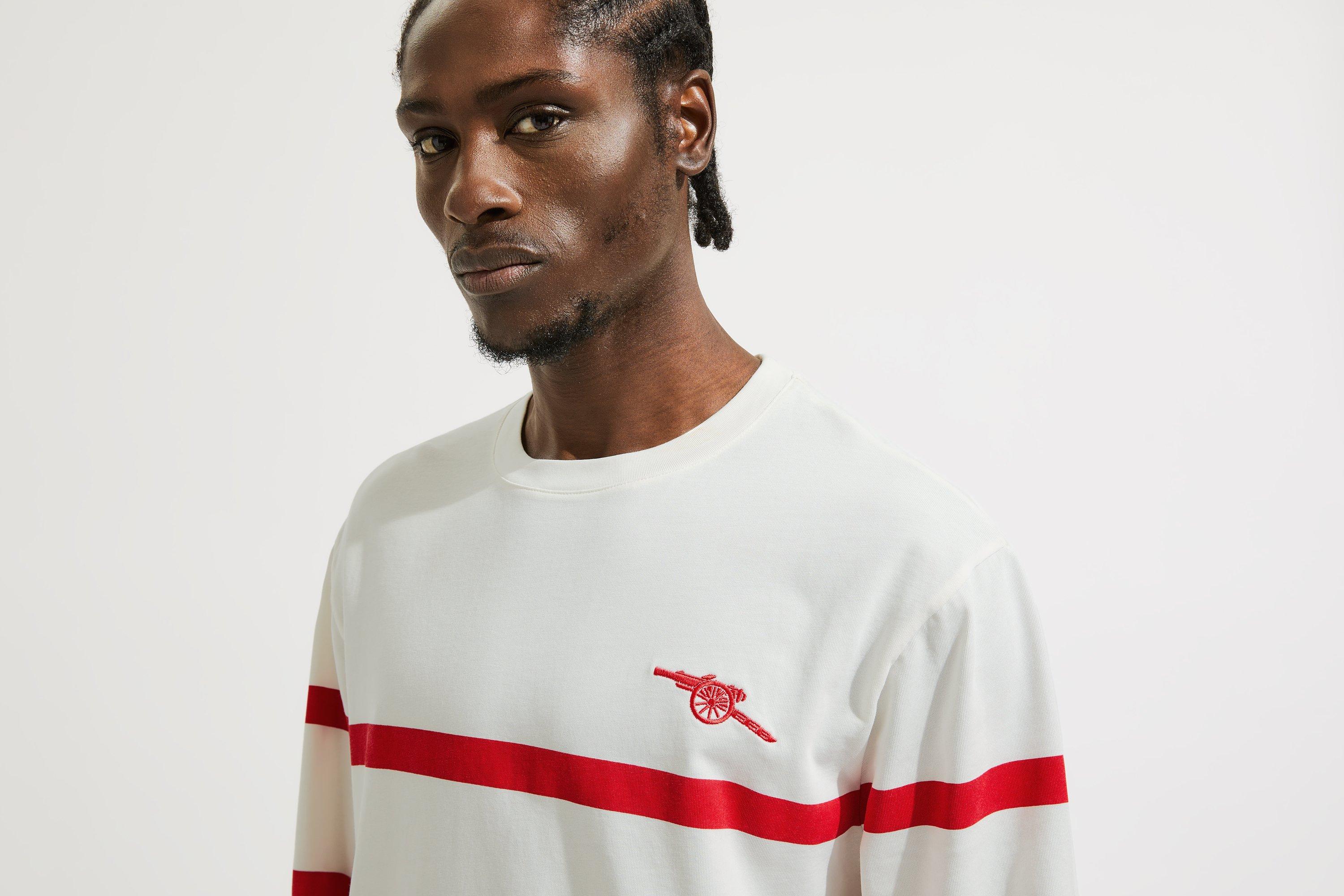 Arsenal Double Stripe White Long Sleeve T-Shirt | Official Online