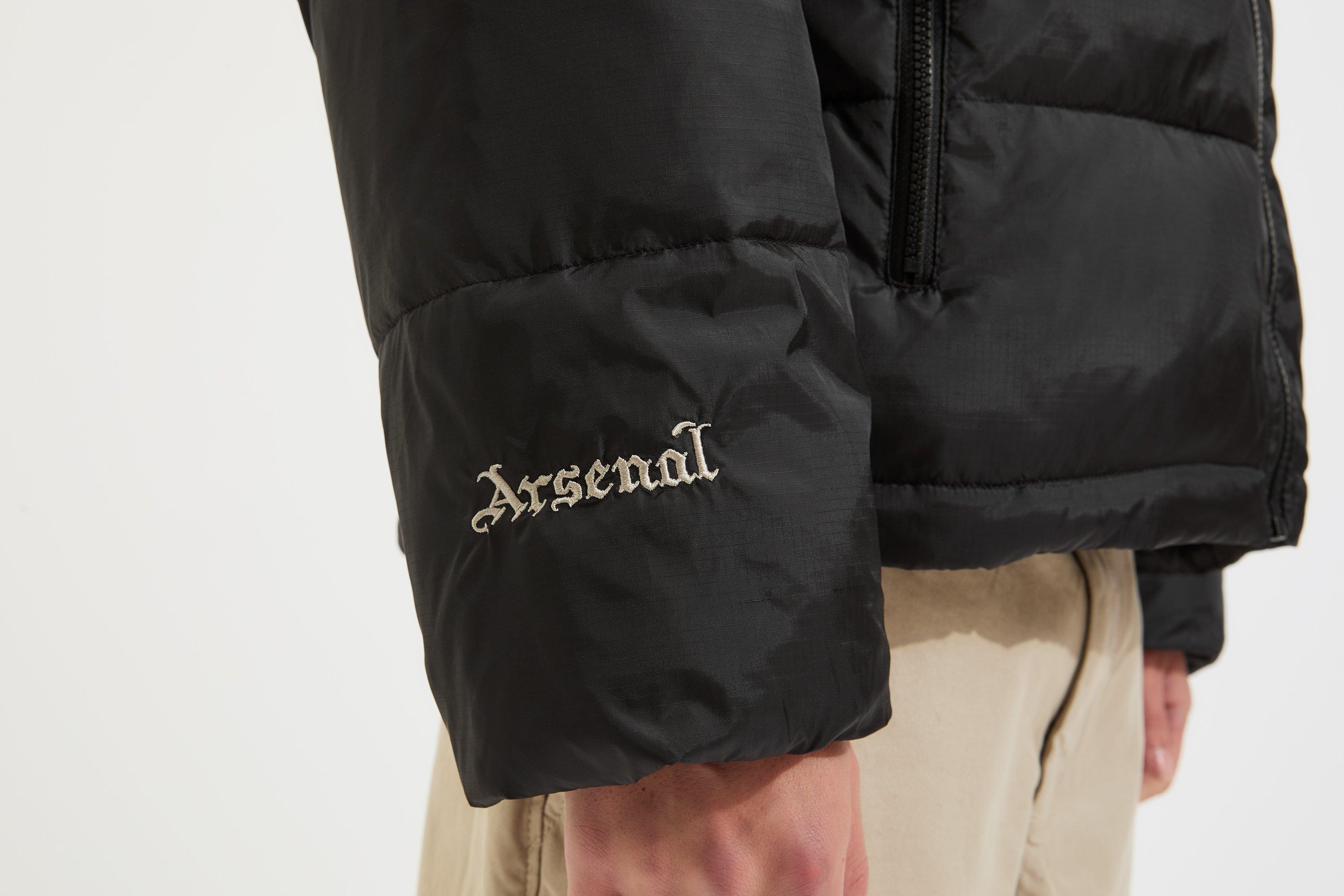 Arsenal Essentials Unisex Black Cannon Hooded Puffer Jacket