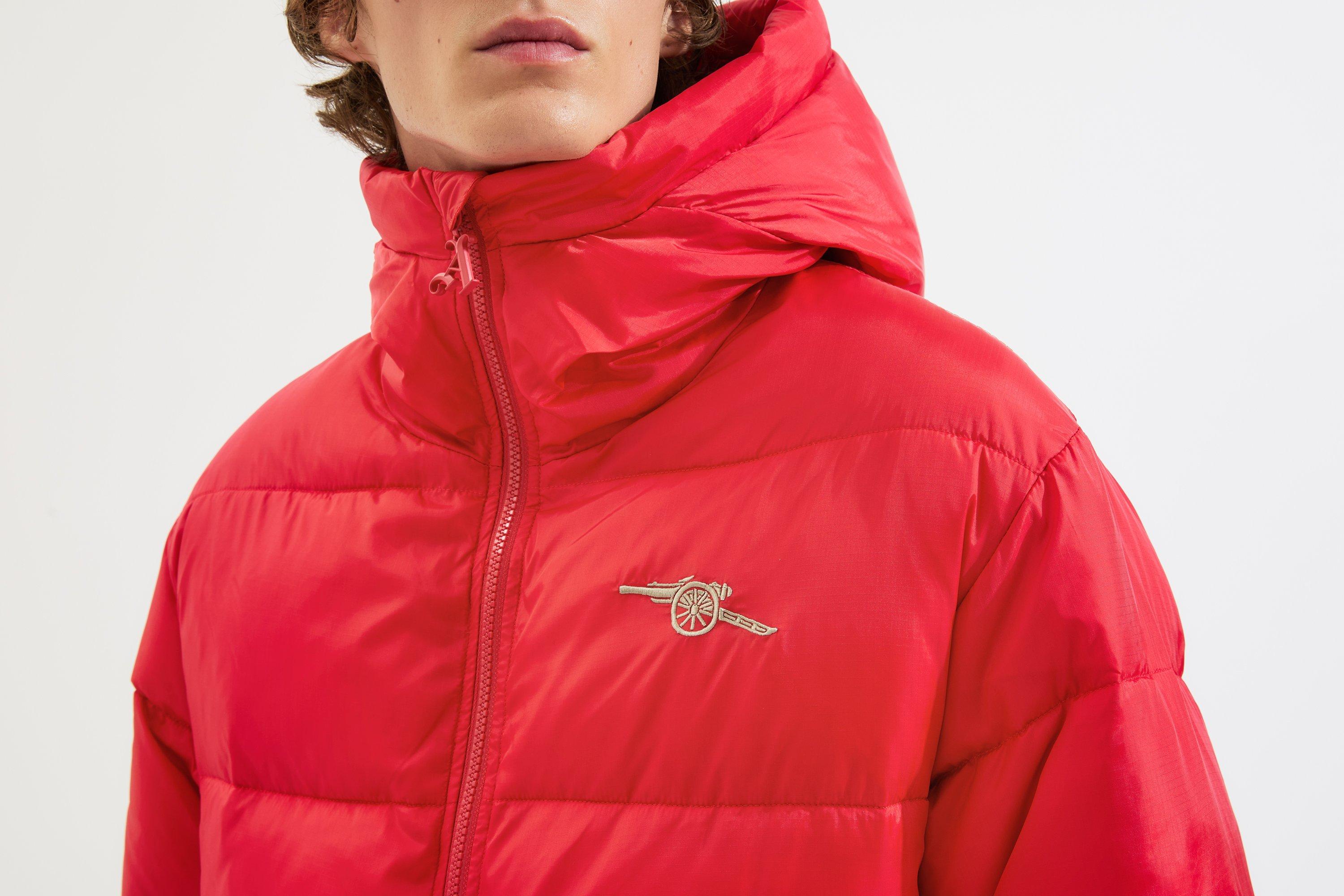 Arsenal Essentials Unisex Red Cannon Hooded Puffer Jacket