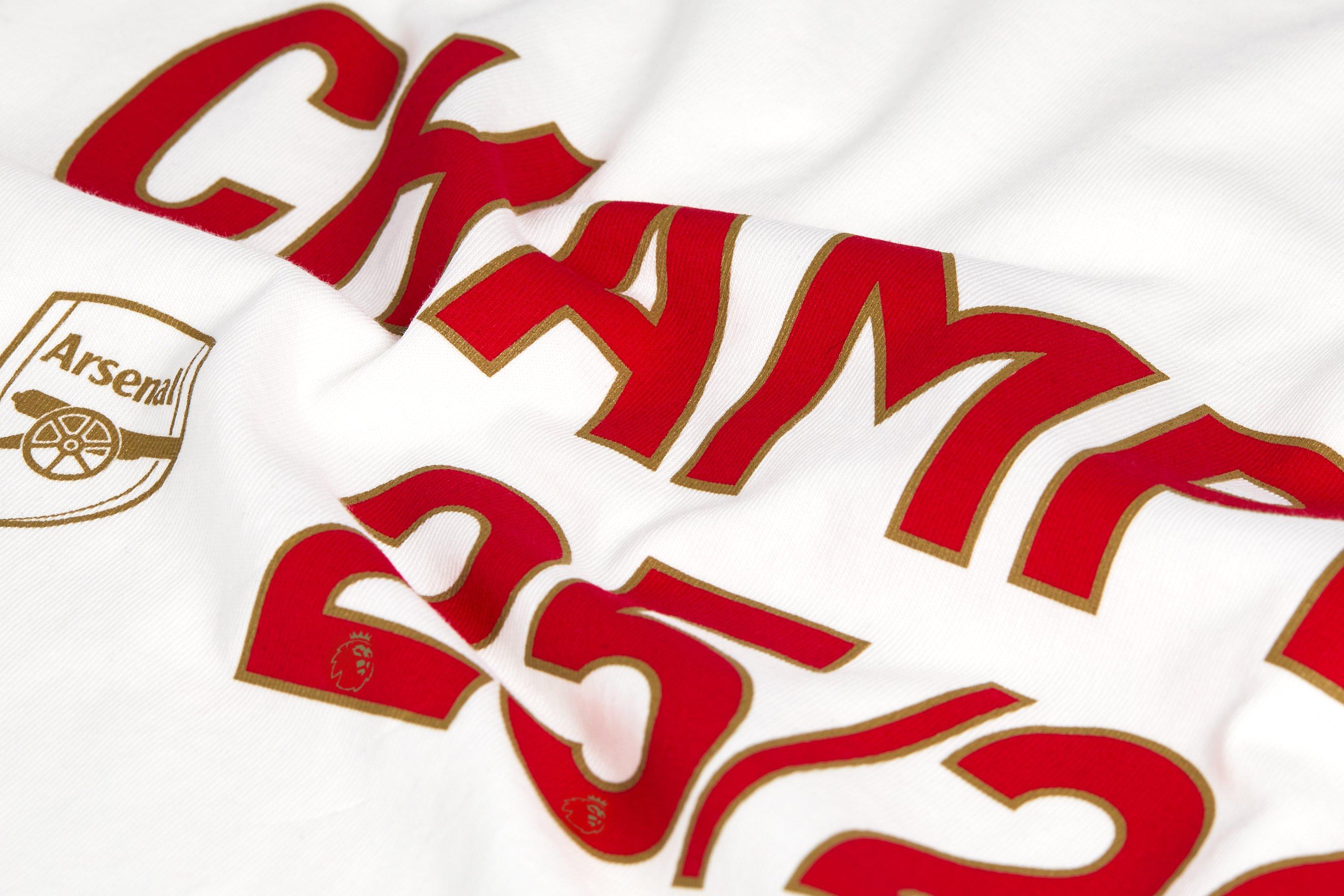 Arsenal Champions 25/26 White Crew T-Shirt | Official Online Store