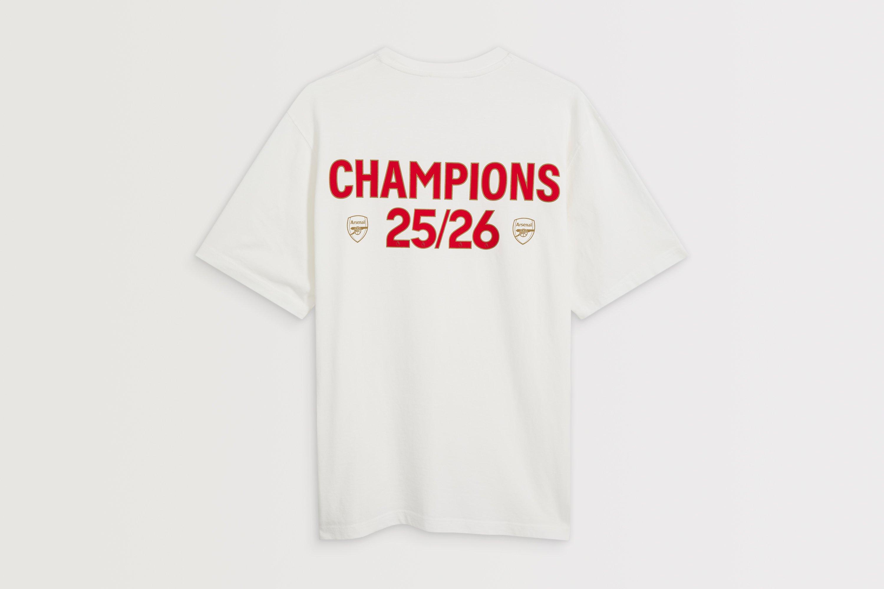 Arsenal Champions 25/26 White Crew T-Shirt | Official Online Store