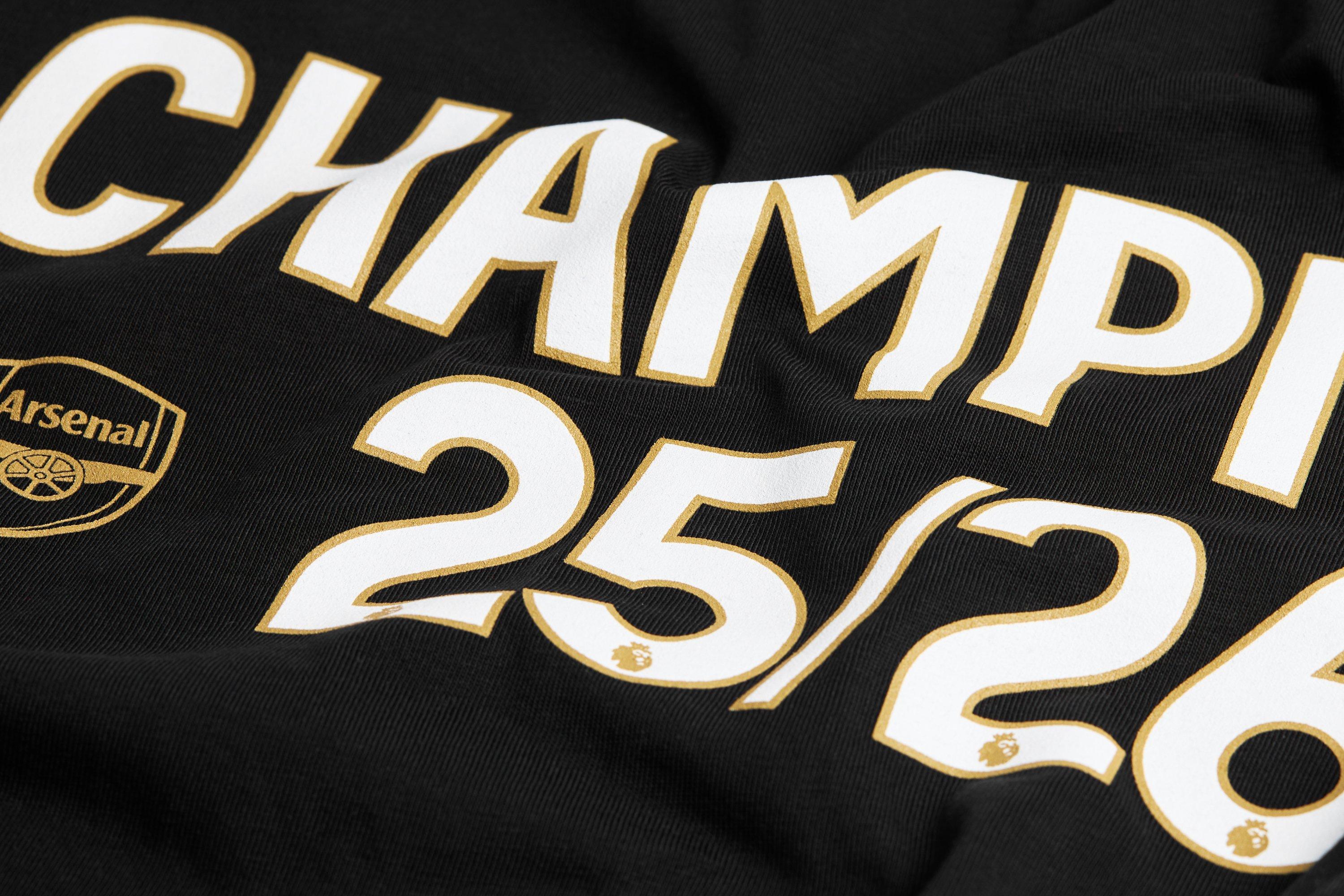 Arsenal Champions 25/26 Black Crew T-Shirt | Official Online Store