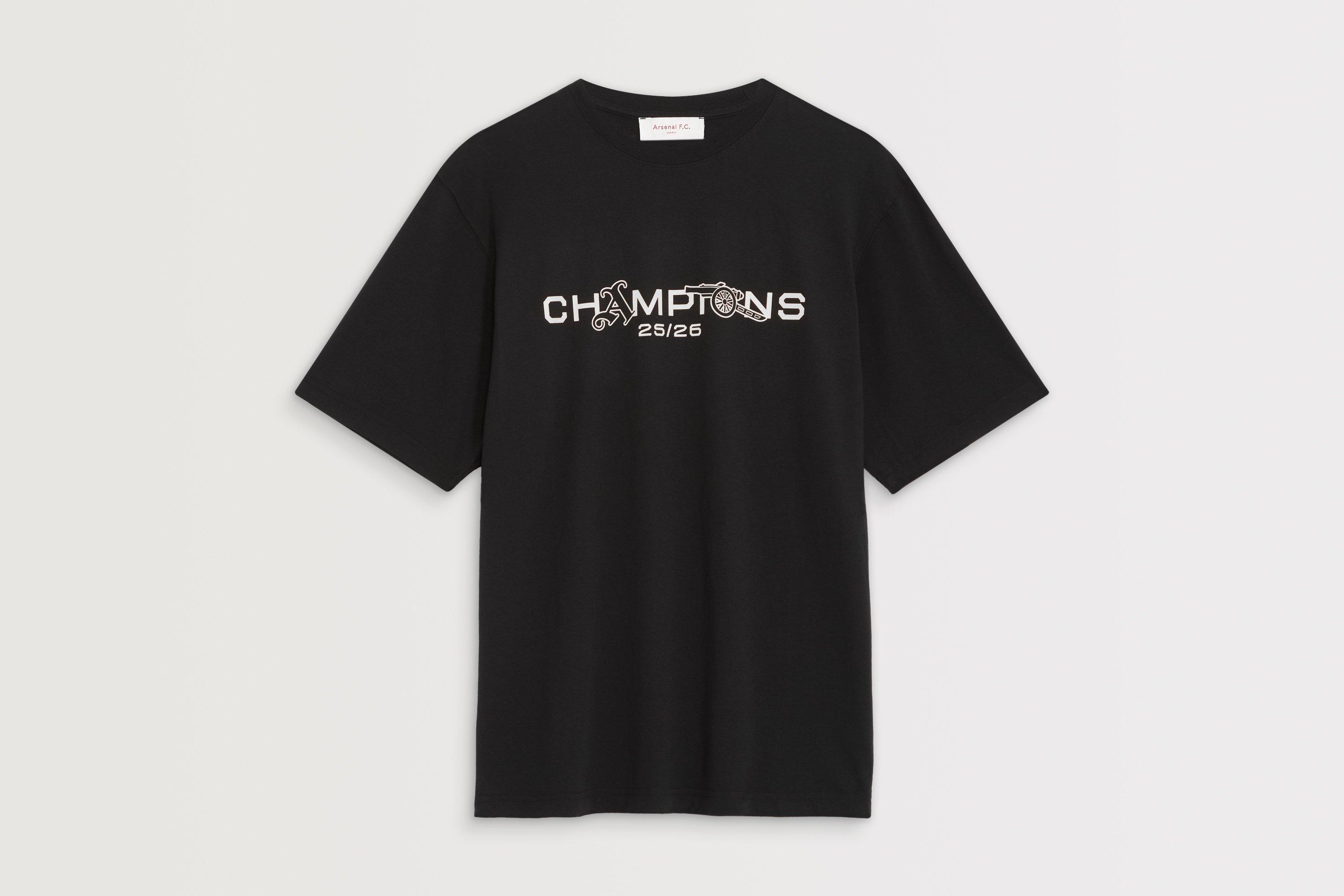 Arsenal Champions Squad 25/26 Black Crew T-Shirt | Official Online