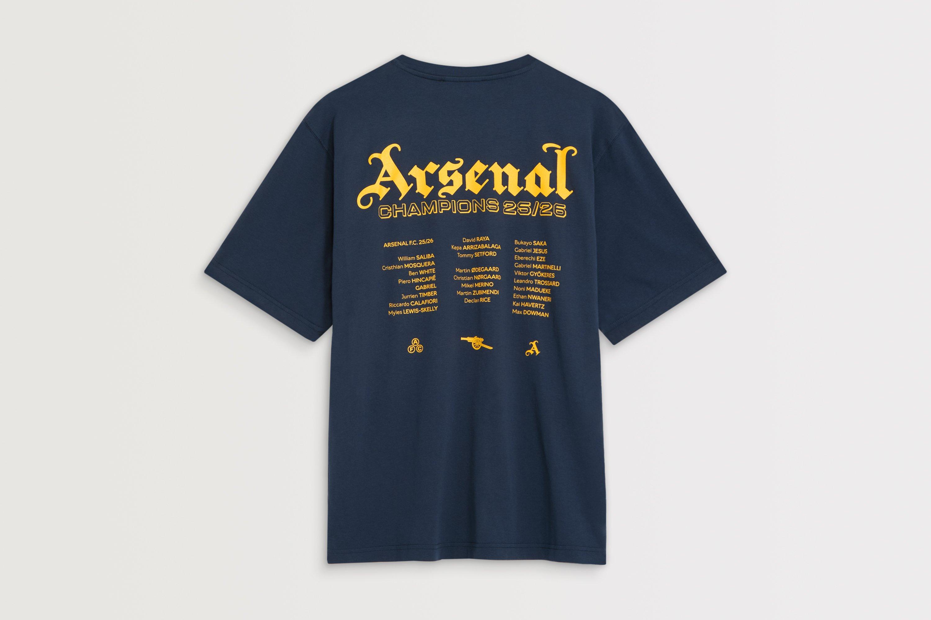Arsenal Champions Squad 25/26 Navy Crew T-Shirt | Official Online