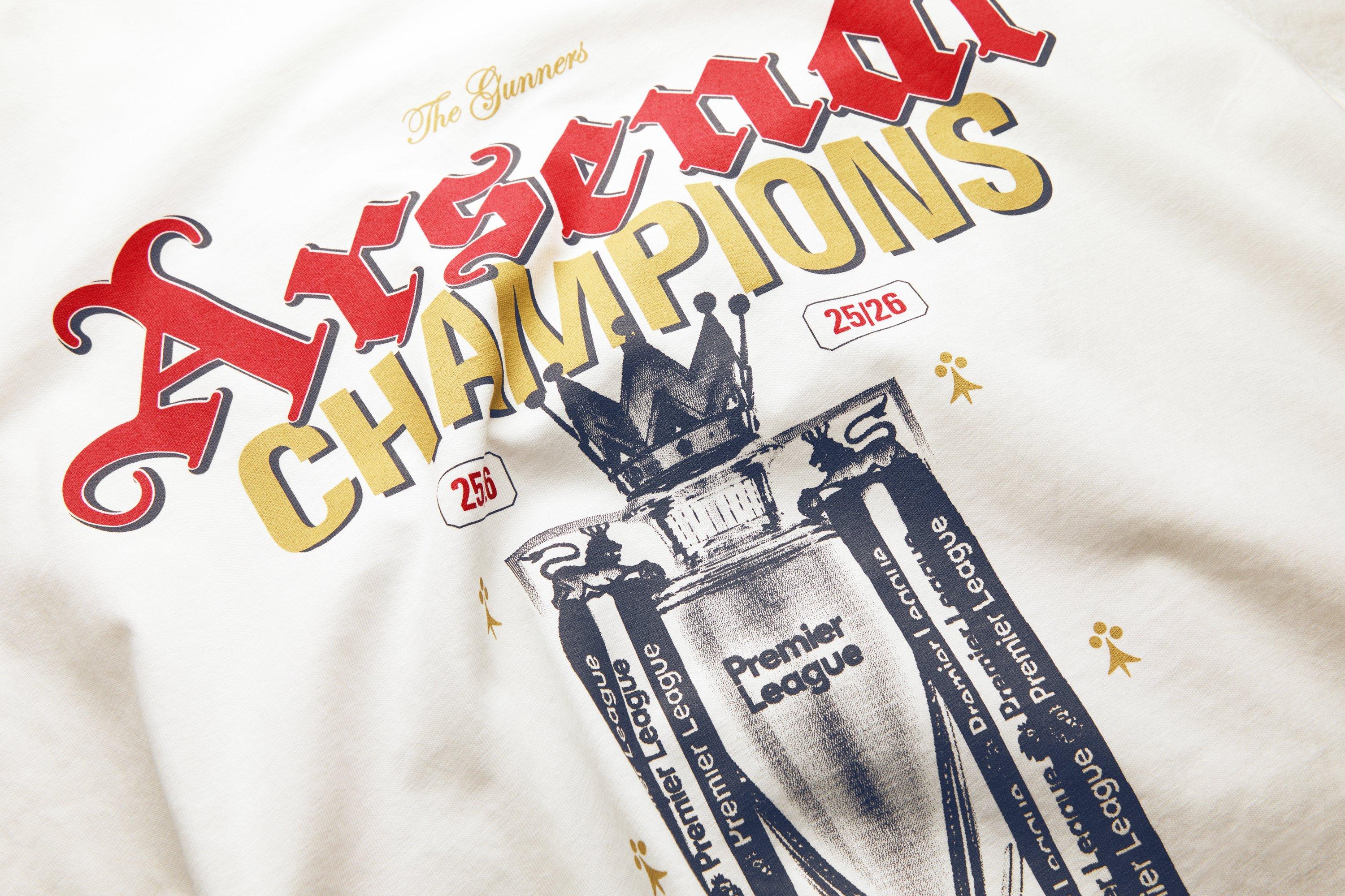 Arsenal Premiere League Champions 25/26 White Crew T-Shirt