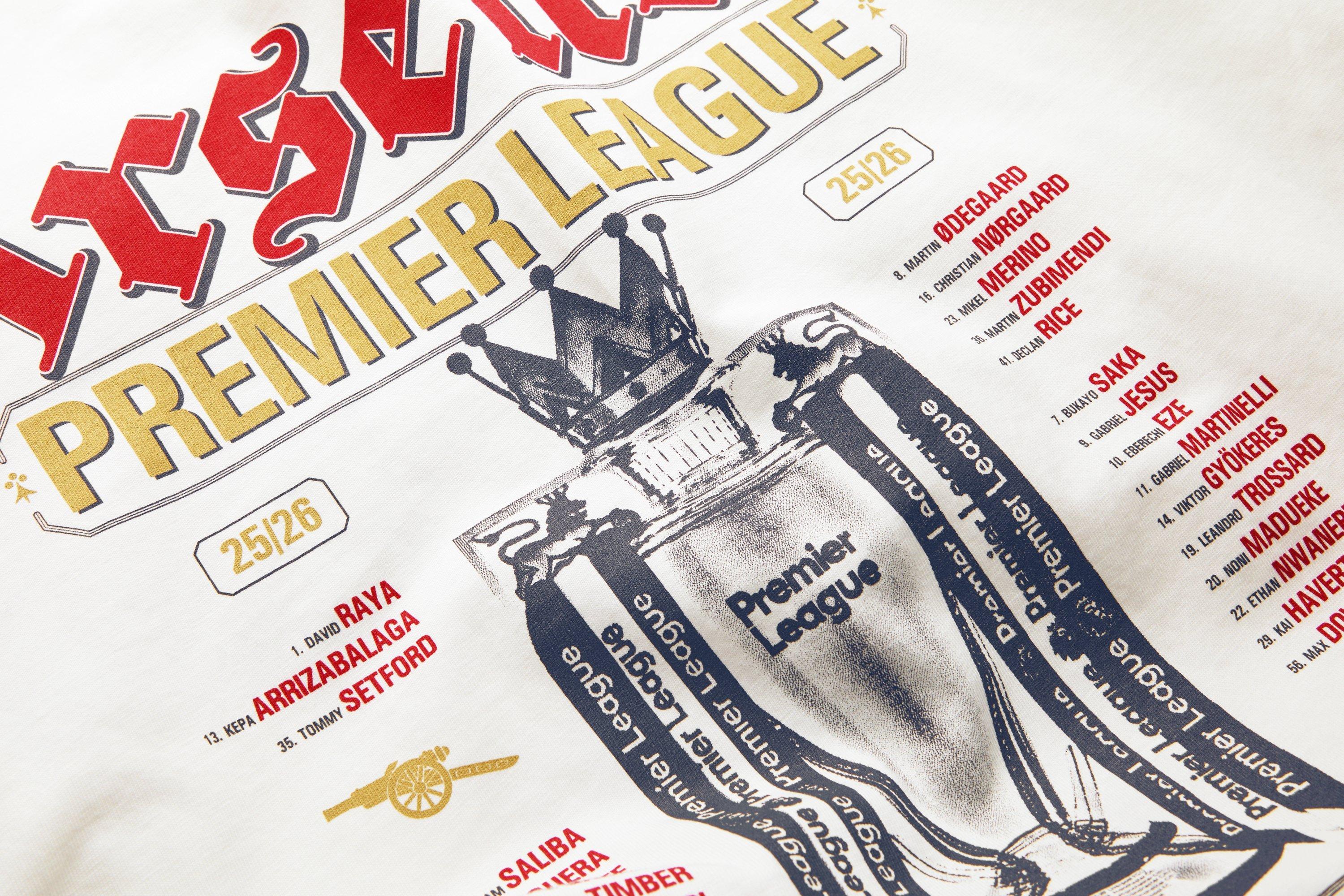 Arsenal Premiere League Champions 25/26 White Crew T-Shirt