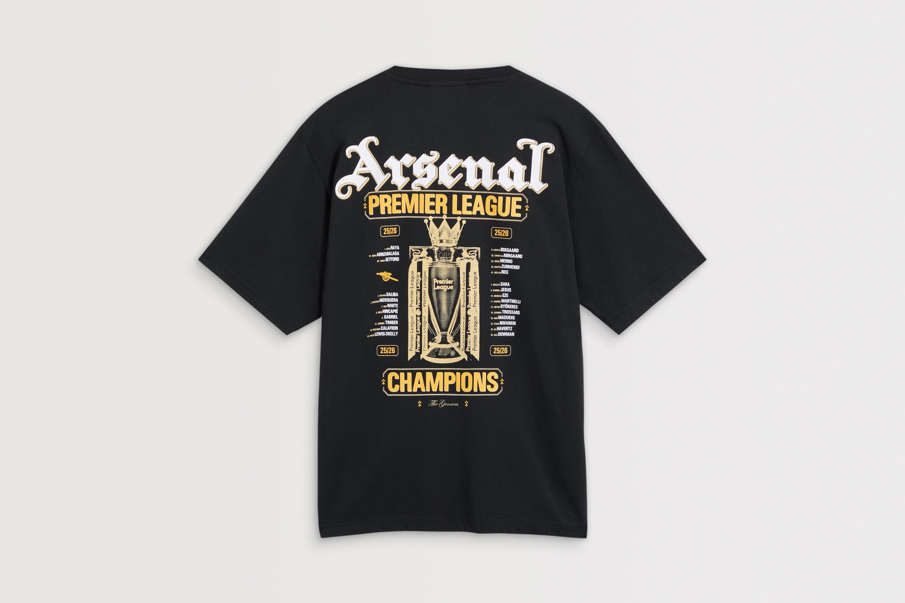 Arsenal Premier League Champions 25/26 Black Crew T-Shirt