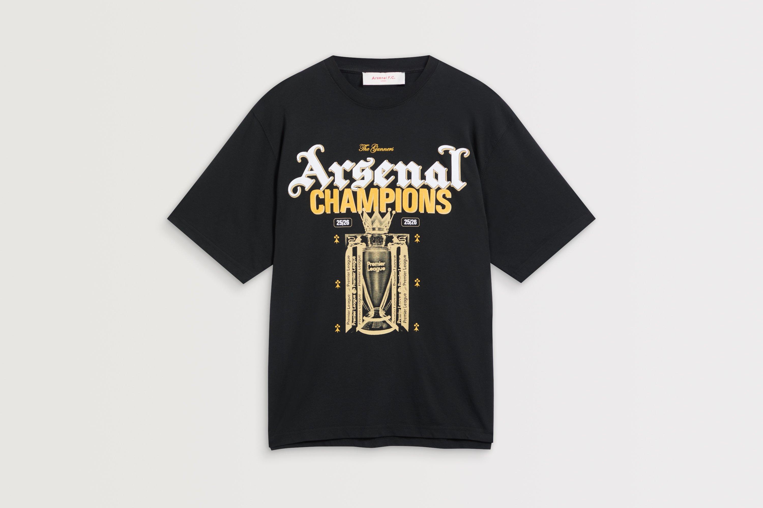 Arsenal Premier League Champions 25/26 Black Crew T-Shirt