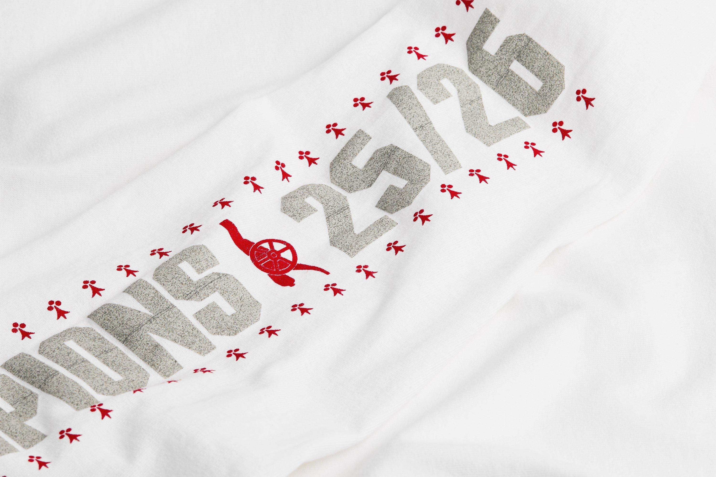 Arsenal Champions 25/26 White Long Sleeved T-Shirt | Official