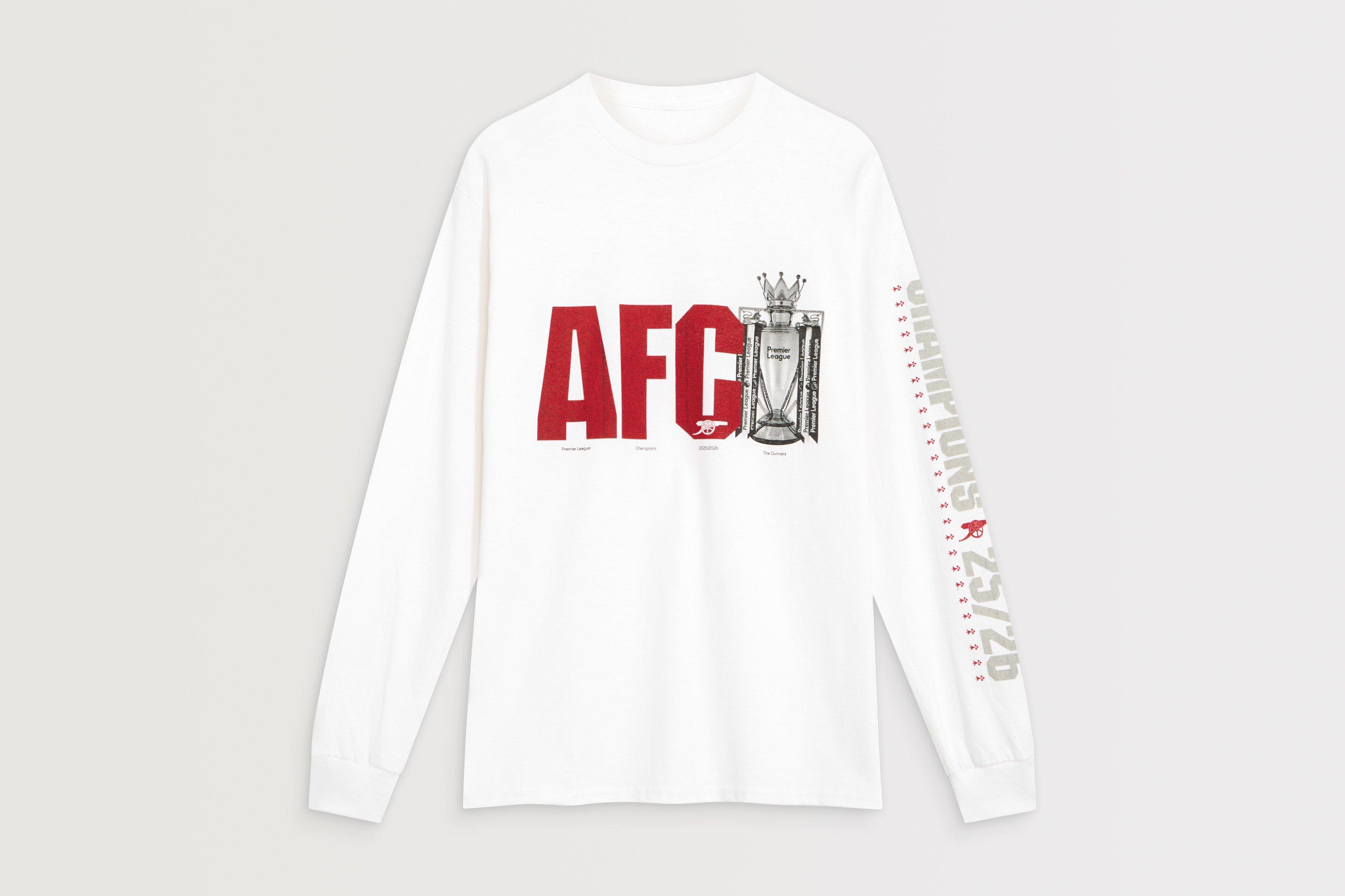  Arsenal AFC シャツ Mサイズ Arsenal Champions 25/26 White Long Sleeved T-Shirt | Official