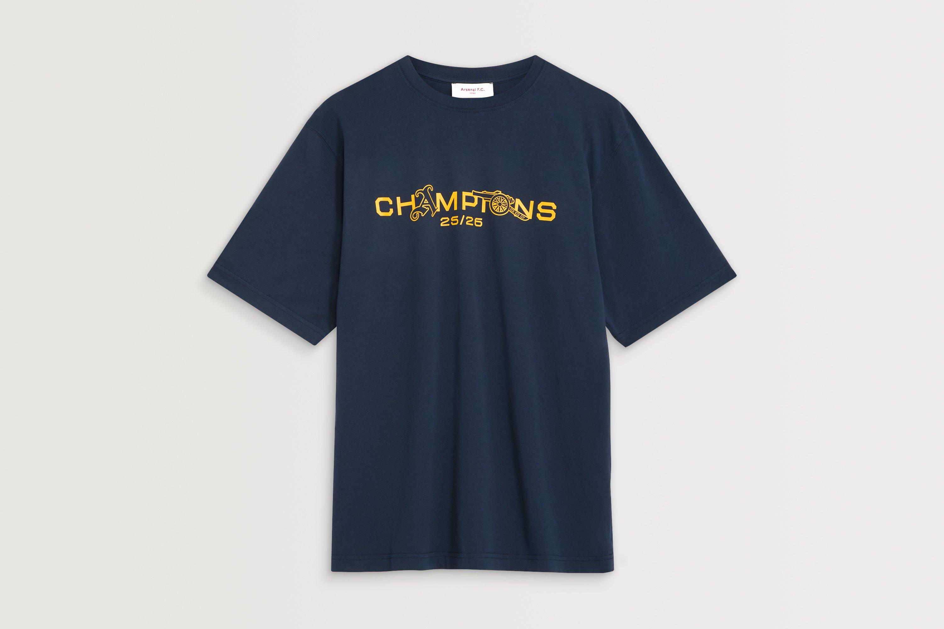 Arsenal Champions Squad 25/26 Navy Crew T-Shirt | Official Online