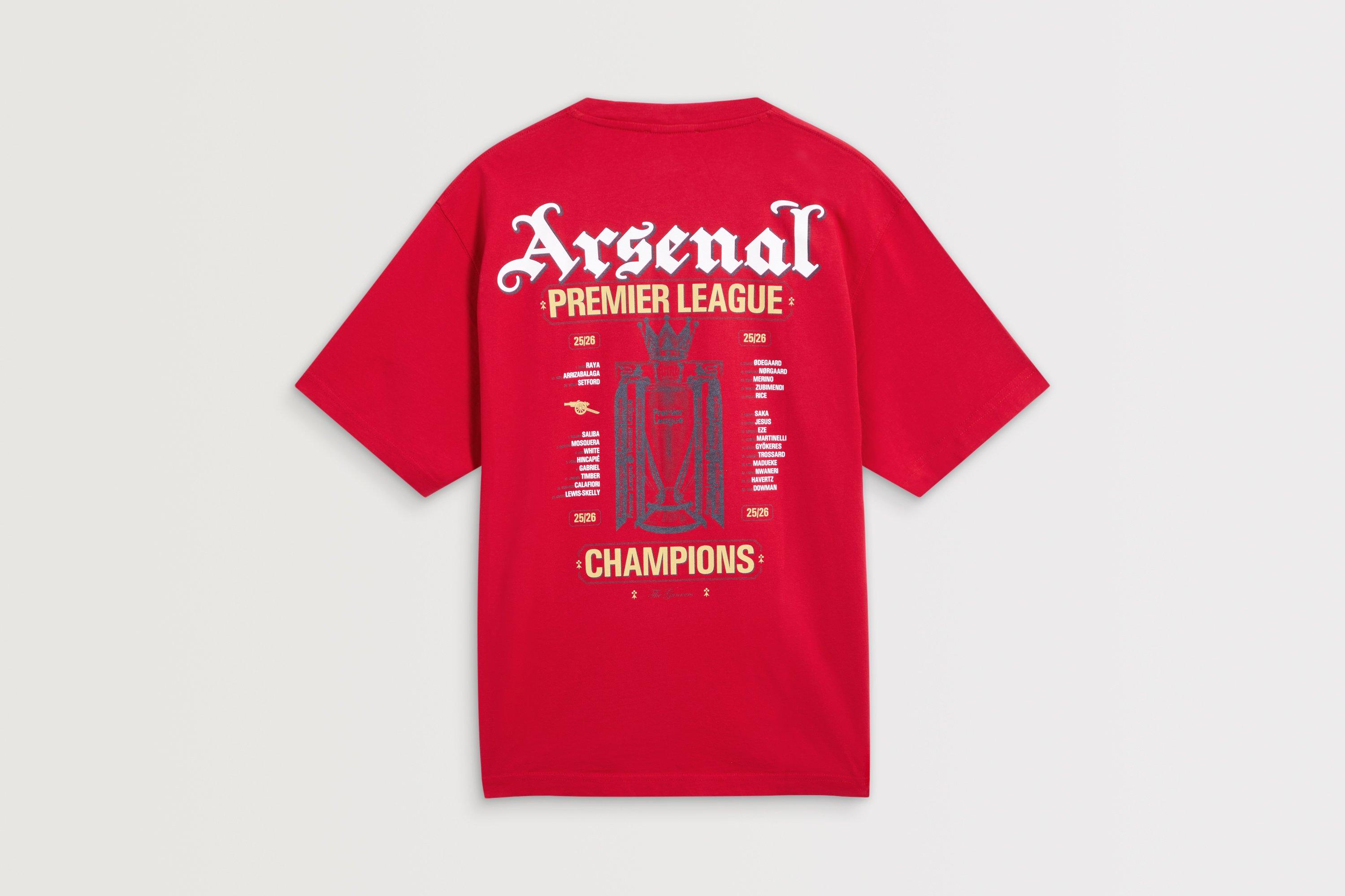 Arsenal Premier League Champions 25/26 Red Crew T-Shirt | Official