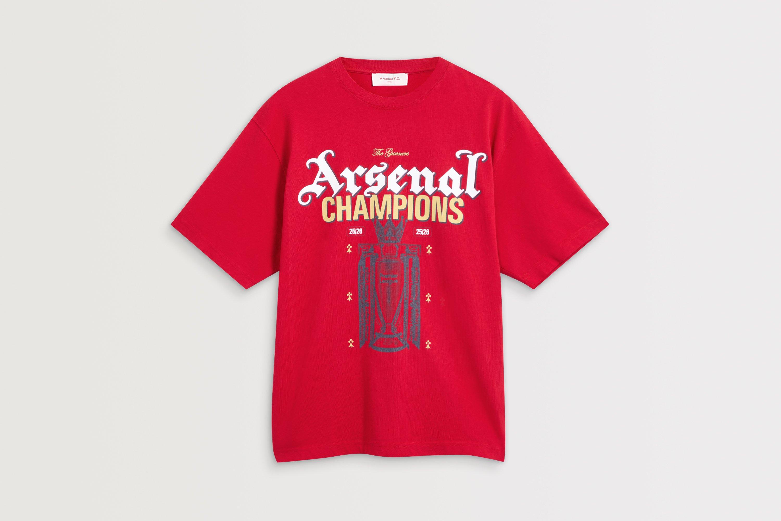Arsenal Premier League Champions 25/26 Red Crew T-Shirt | Official