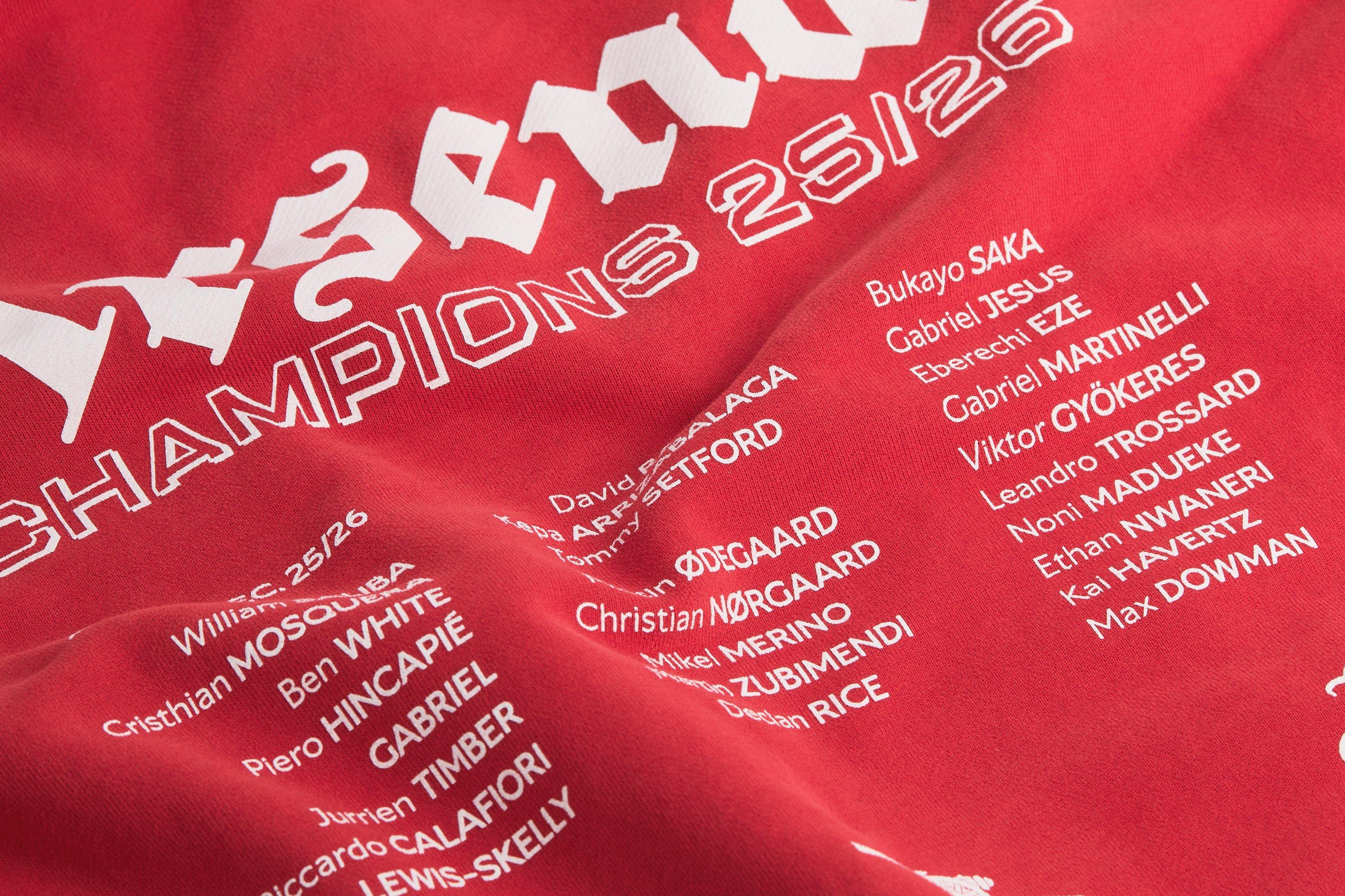 Arsenal Champions Squad 25/26 Red Hoodie | Official Online Store