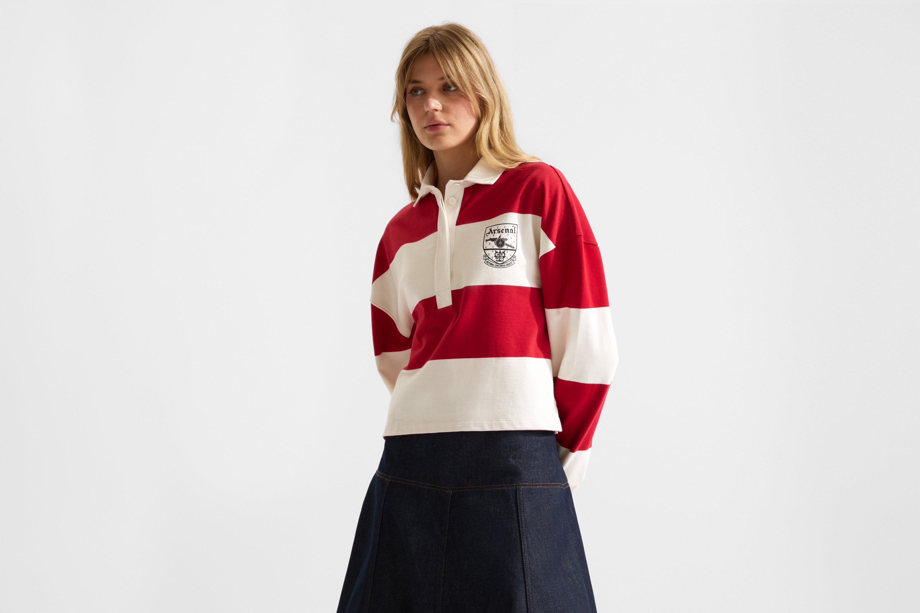 Arsenal AWFC Classics Striped Crop Rugby Shirt