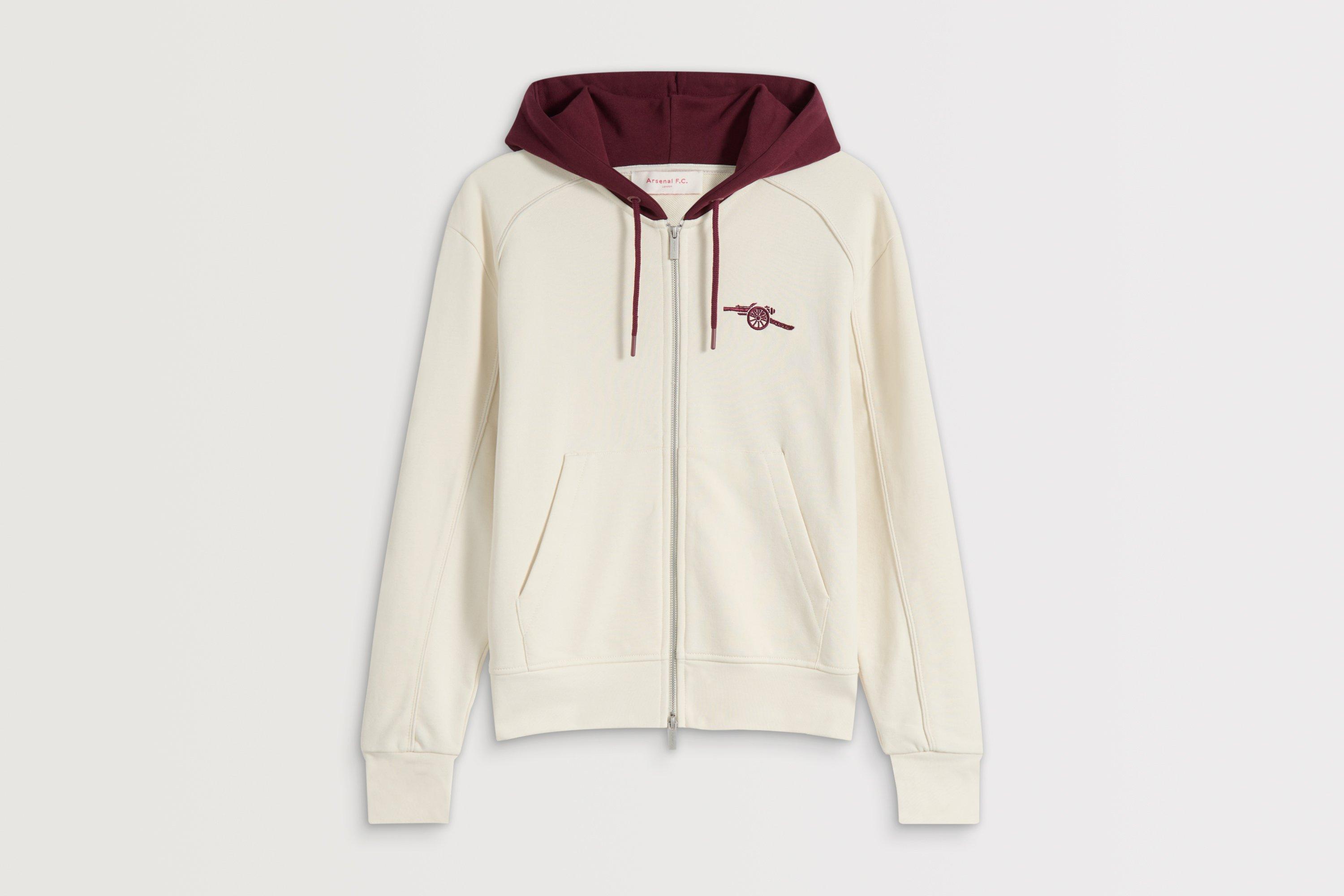 Arsenal Womens Essentials White Contrast Zip Hoodie | Official